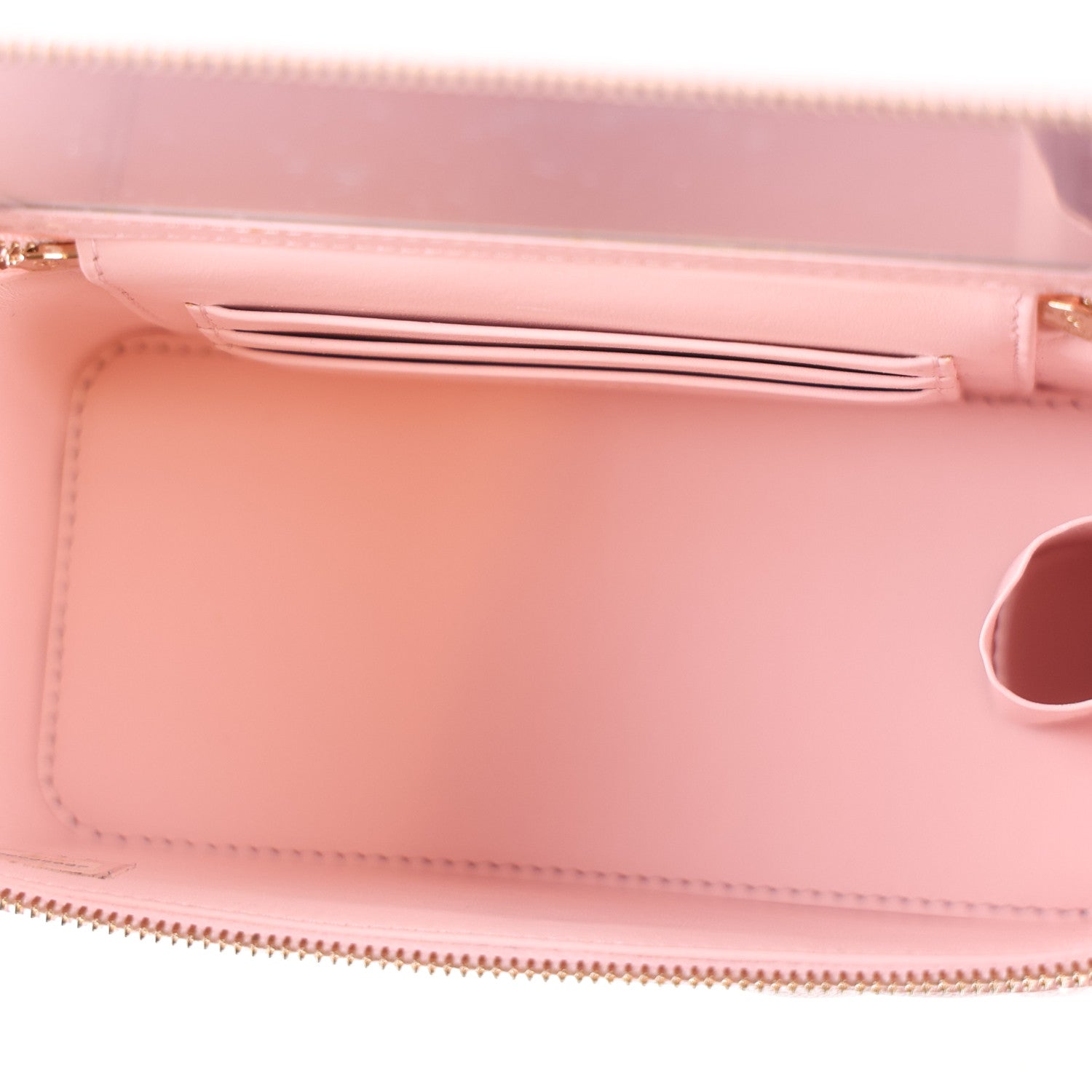 Caviar Quilted Small Vanity Case With Chain Pink — view 5