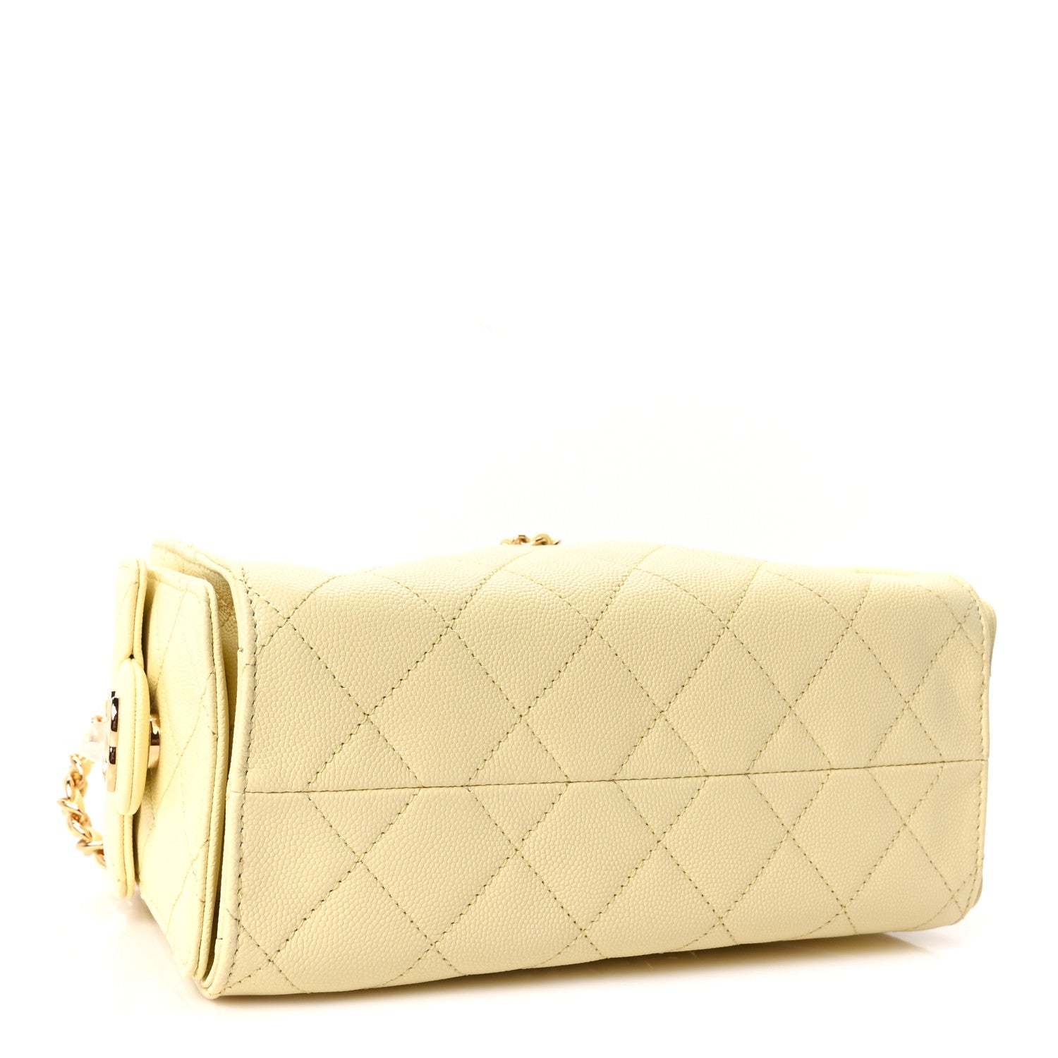 Caviar Quilted Mini Chanel 25 Handbag Light Yellow — view 4