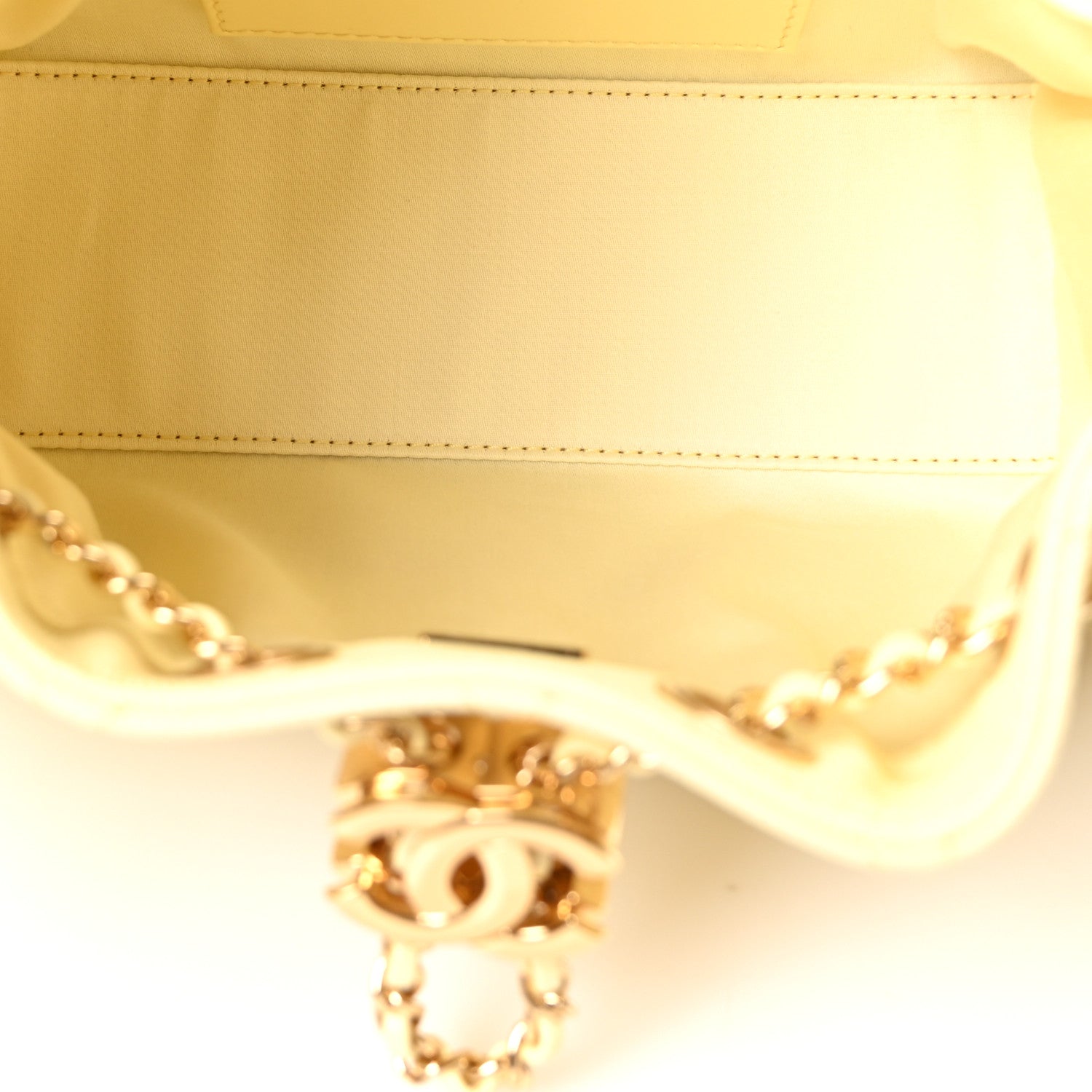 Caviar Quilted Mini Chanel 25 Handbag Light Yellow — view 5
