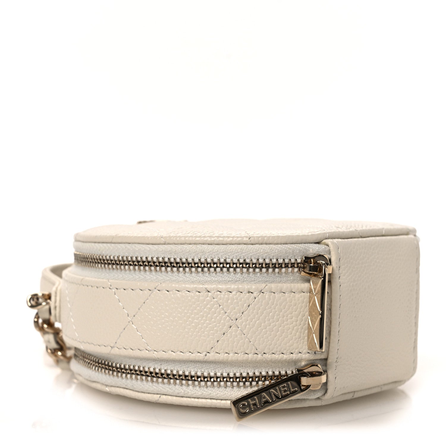 Caviar Quilted Round Handle With Care Vanity With Chain White — view 4
