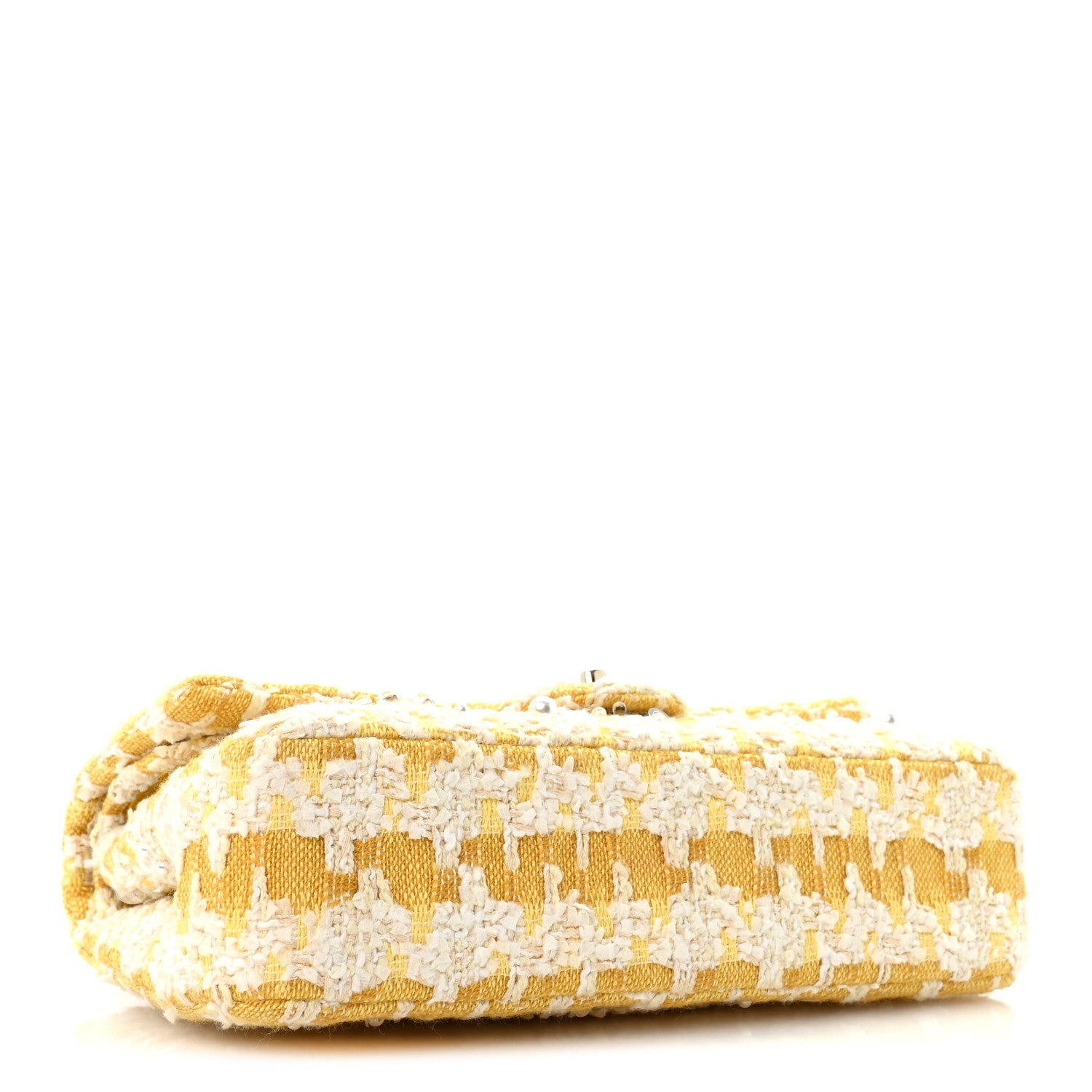 Tweed Beaded Medium Double Flap  Yellow White — view 4
