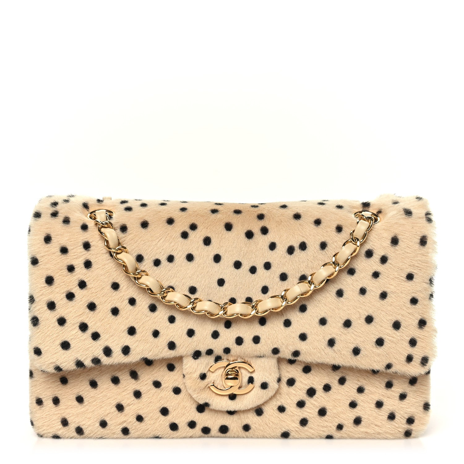 Pony Hair Cheetah Printed Creative Fabrics Flap Light Beige Black