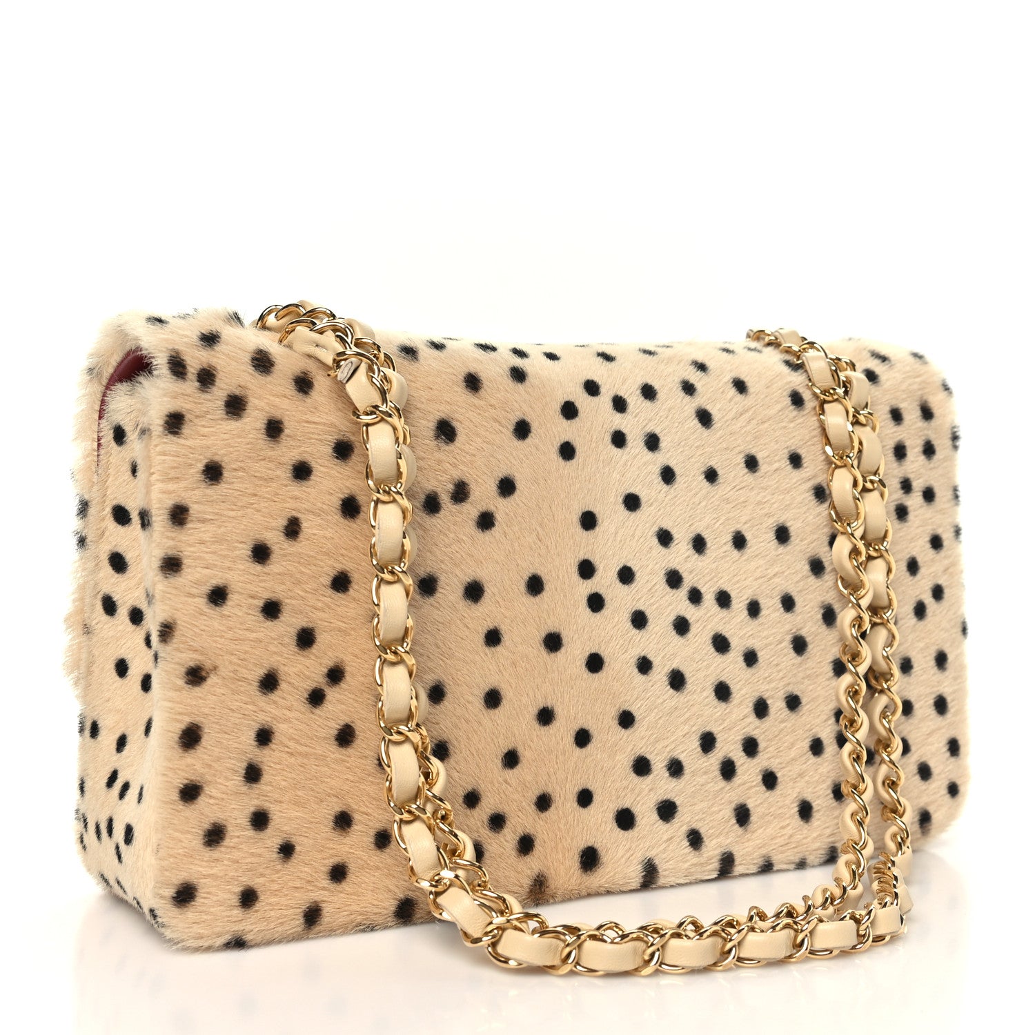 Pony Hair Cheetah Printed Creative Fabrics Flap Light Beige Black — view 2