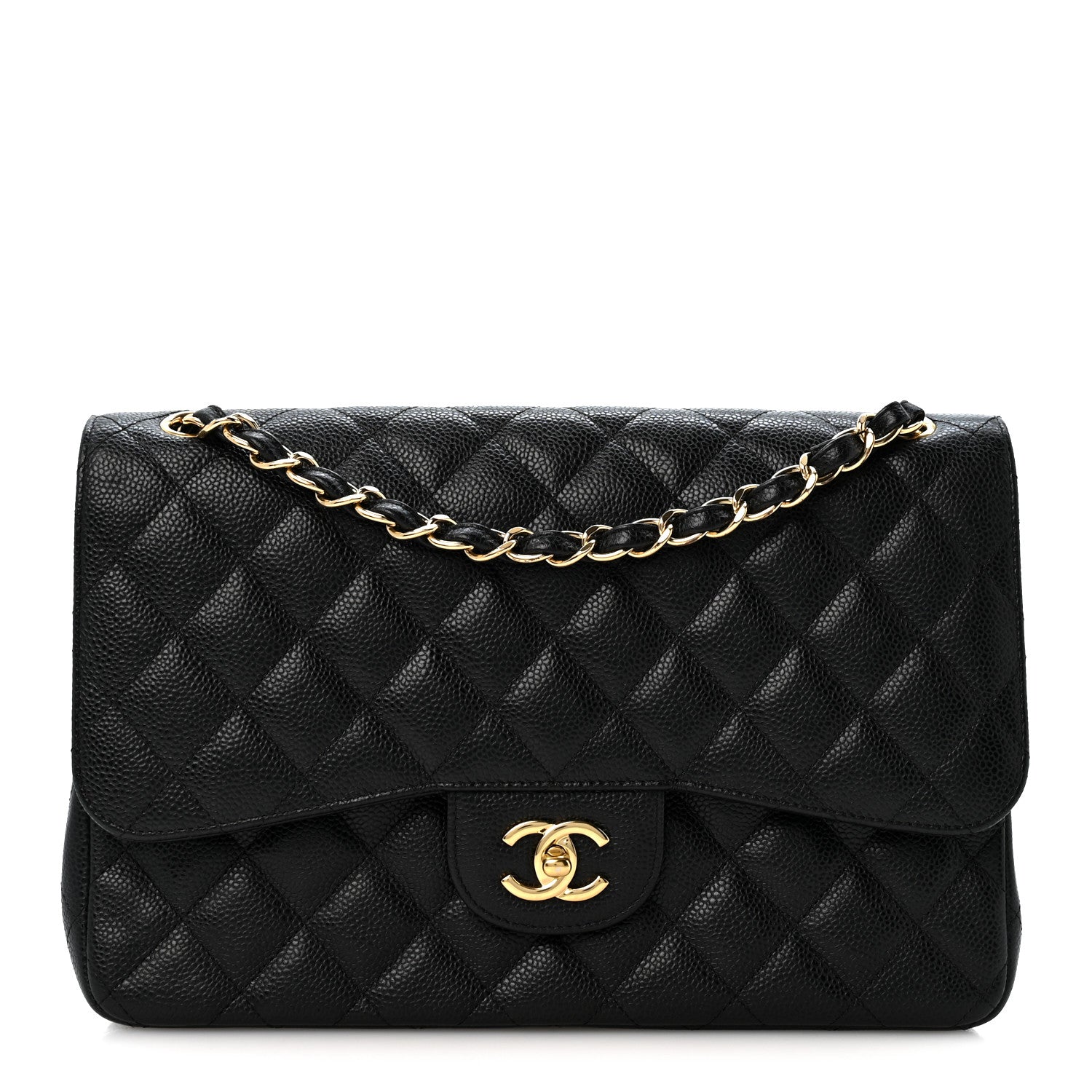 Caviar Quilted Jumbo Double Flap Black