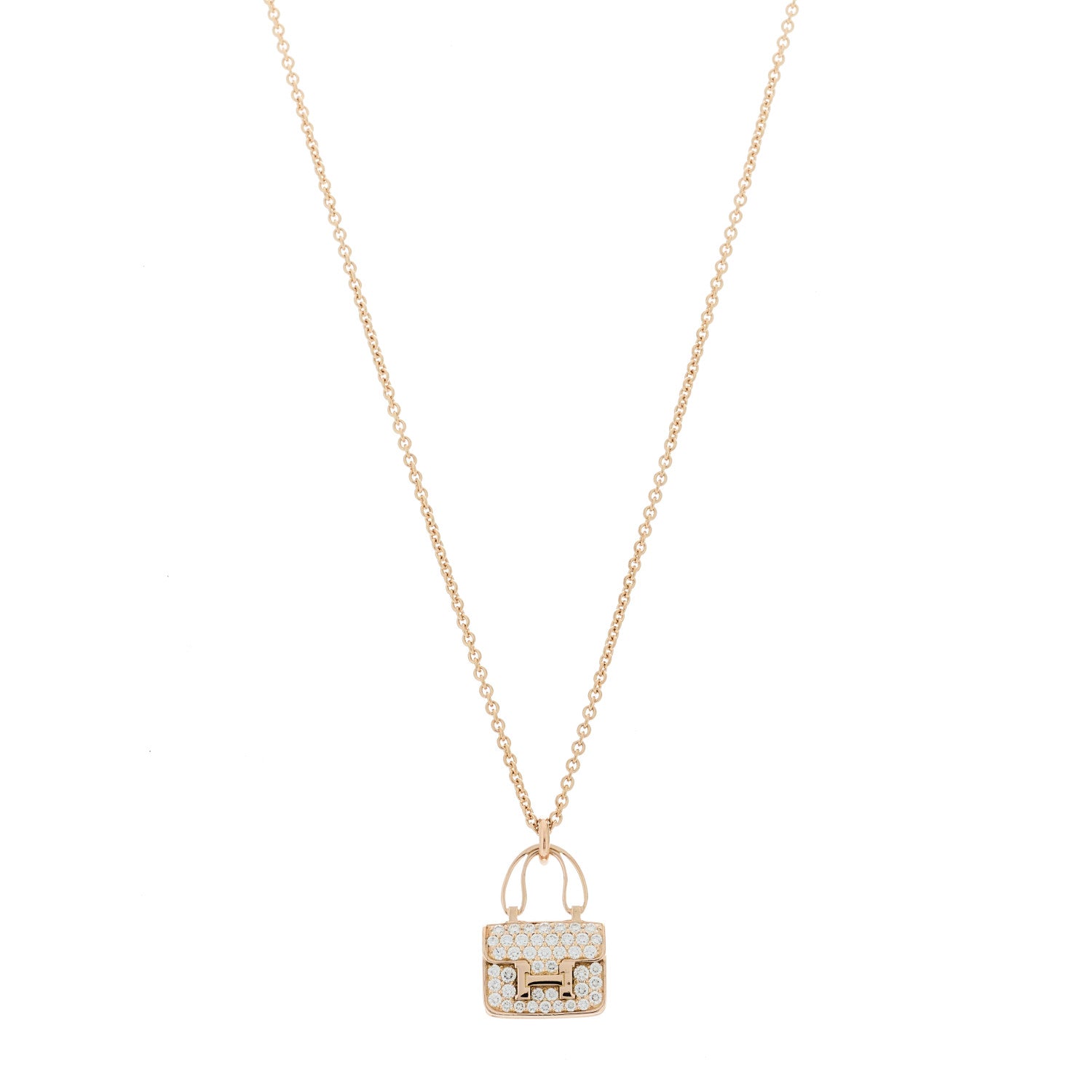 18K Rose Gold Diamond Constance Amulettes Pendant Necklace