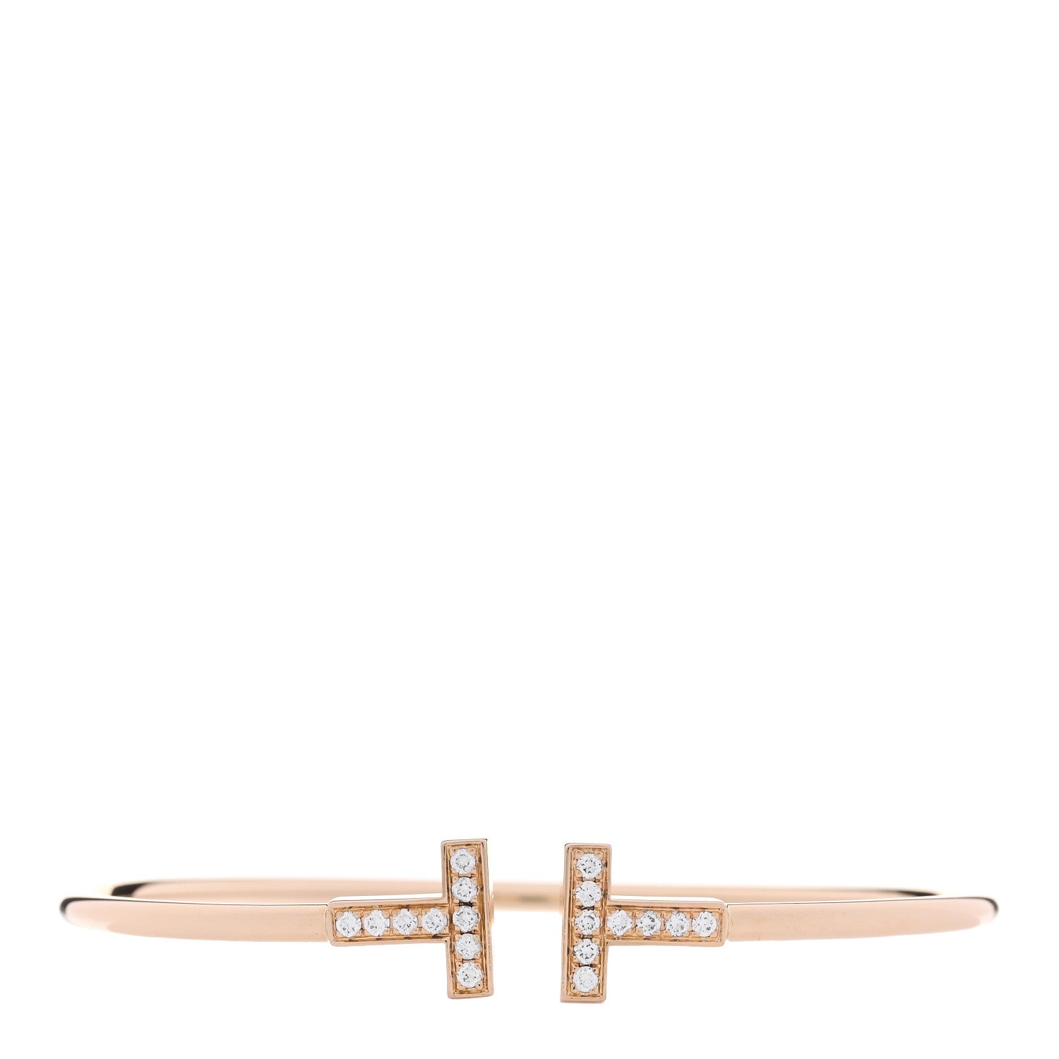 18K Rose Gold Diamond T Wire Bracelet