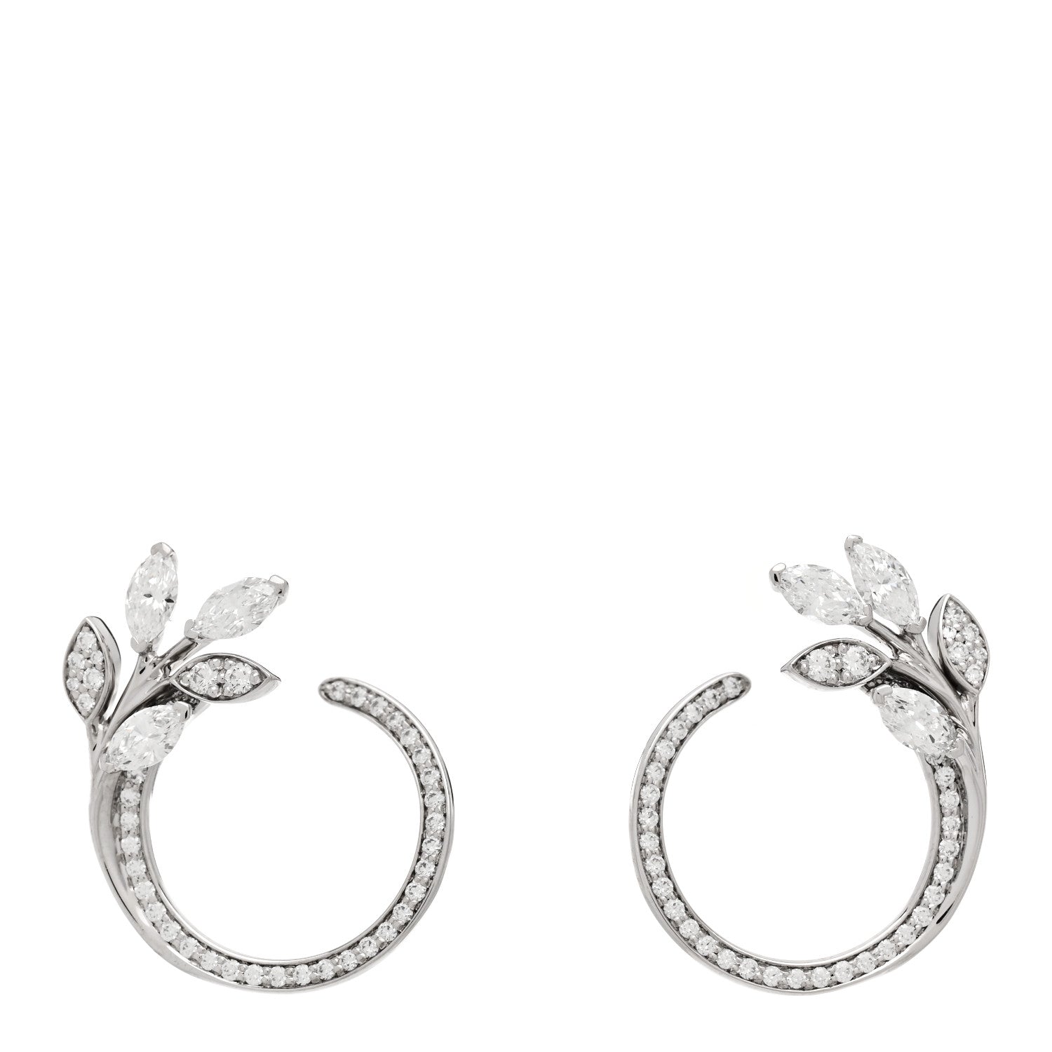 Platinum Diamond Victoria Vine Circle Earrings