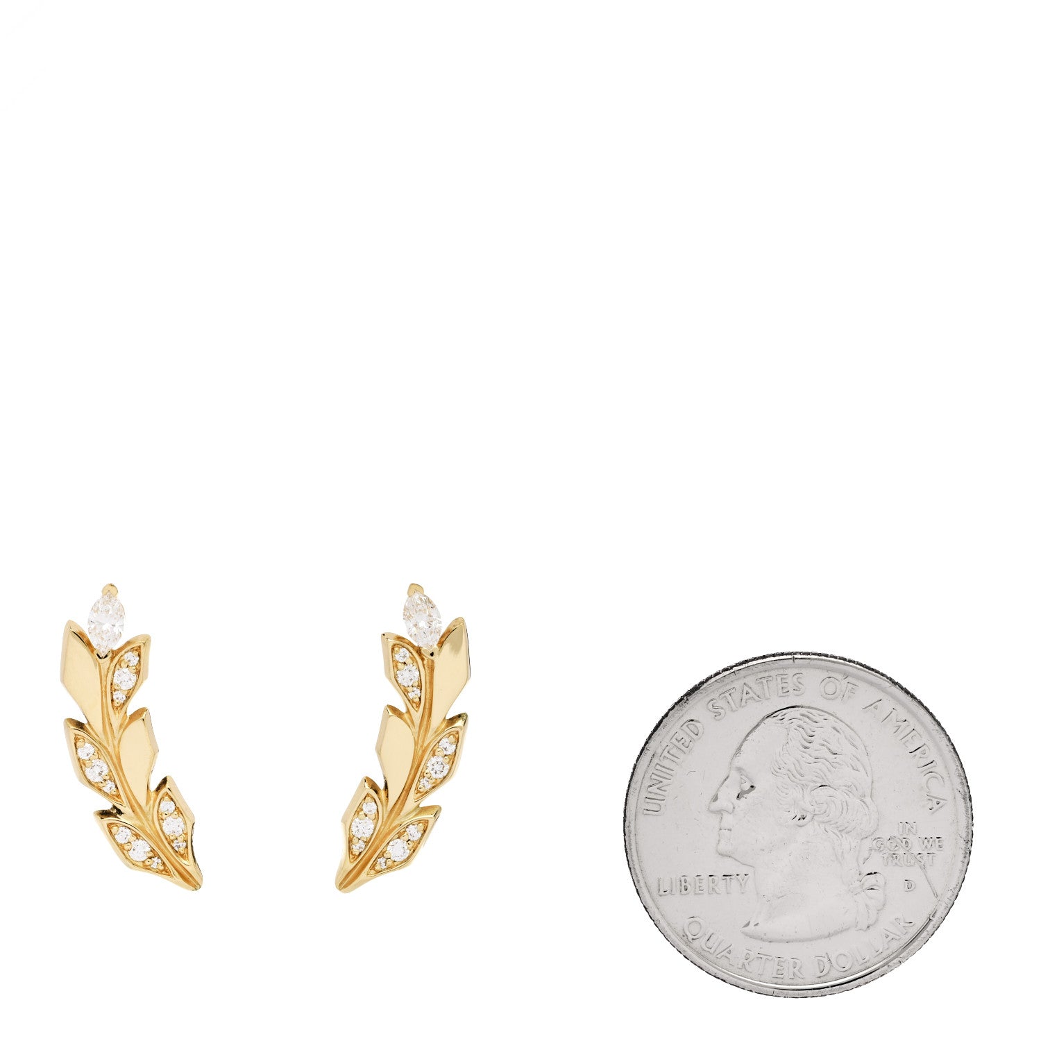 18K Yellow Gold Diamond Victoria Vine Climber Earrings — view 2