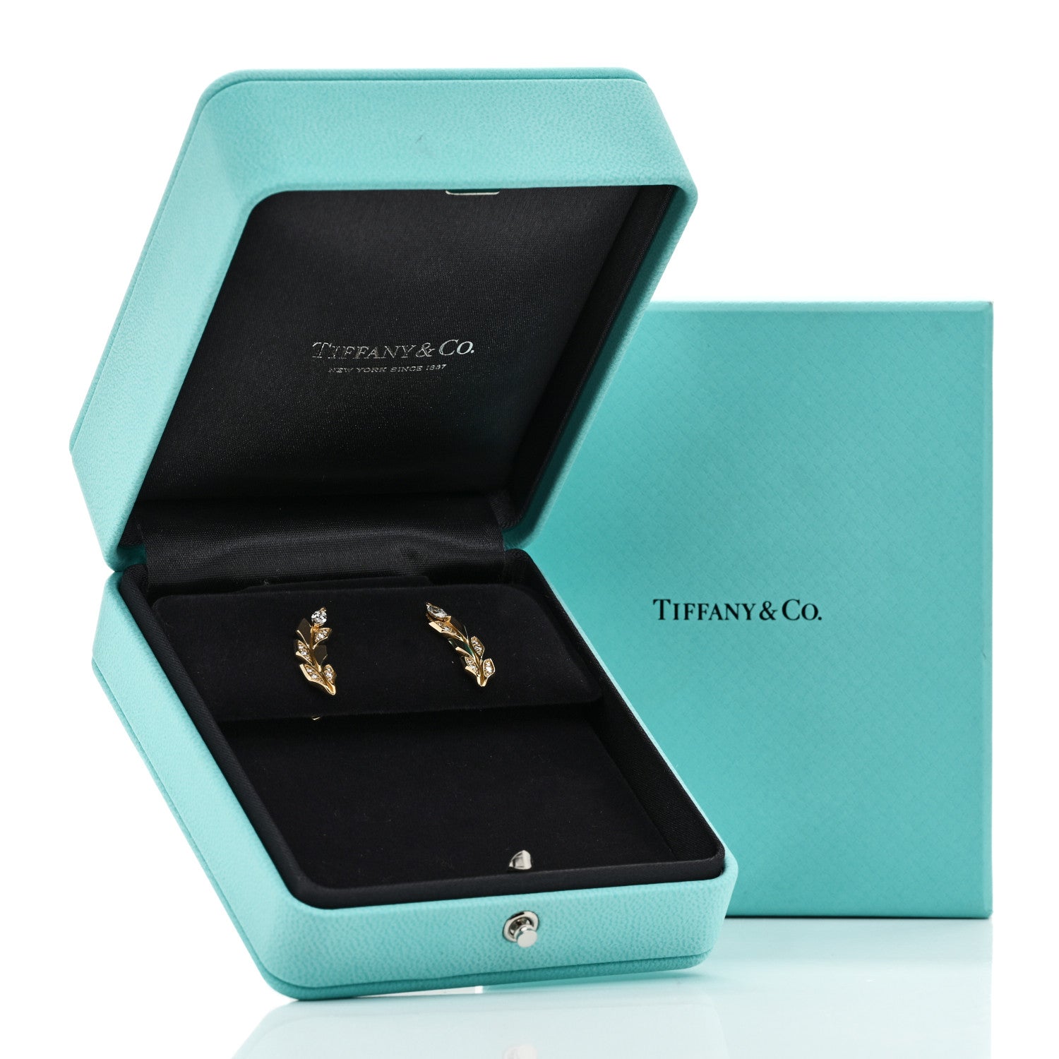 18K Yellow Gold Diamond Victoria Vine Climber Earrings — view 5