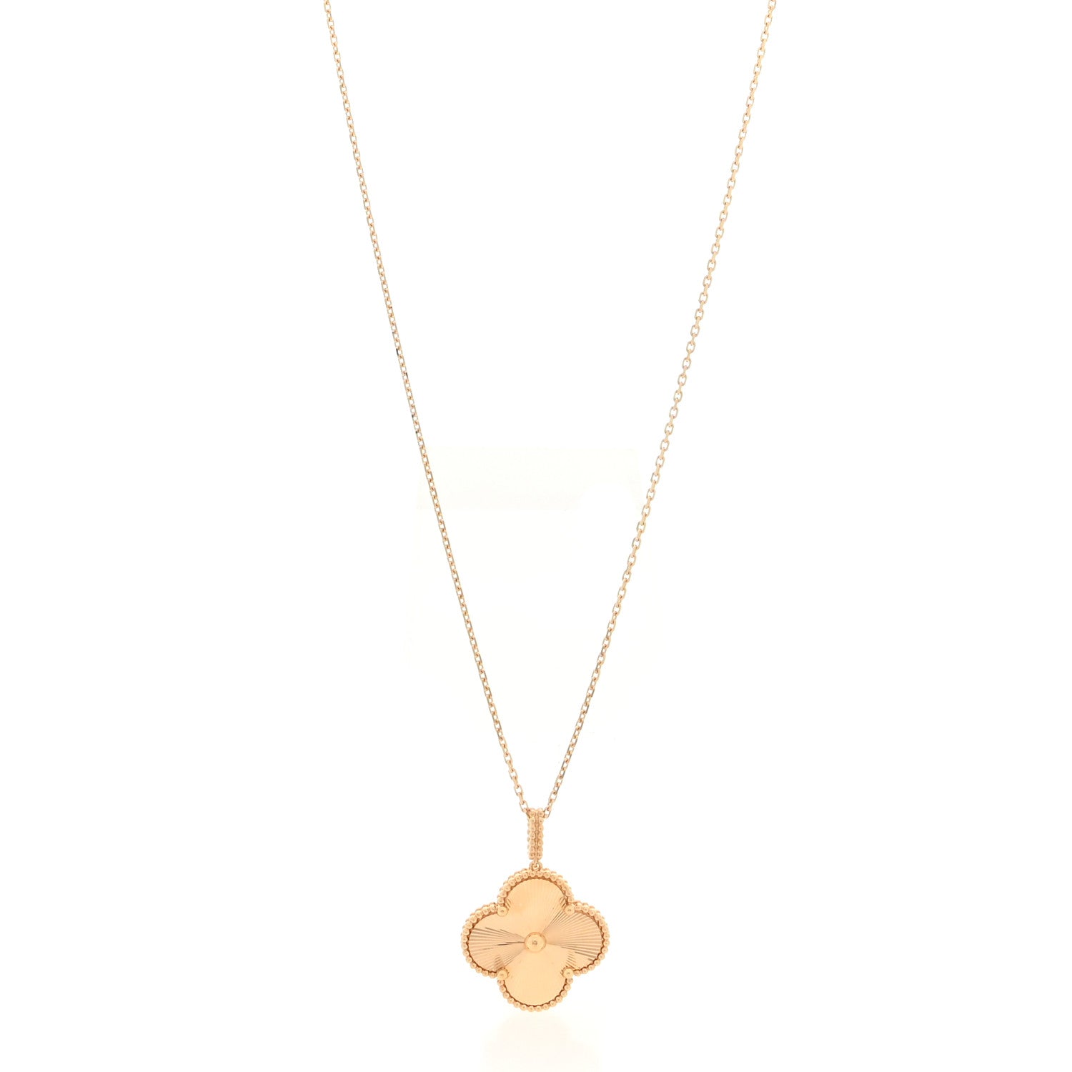 18K Yellow Gold Guilloche Magic Alhambra Long Necklace
