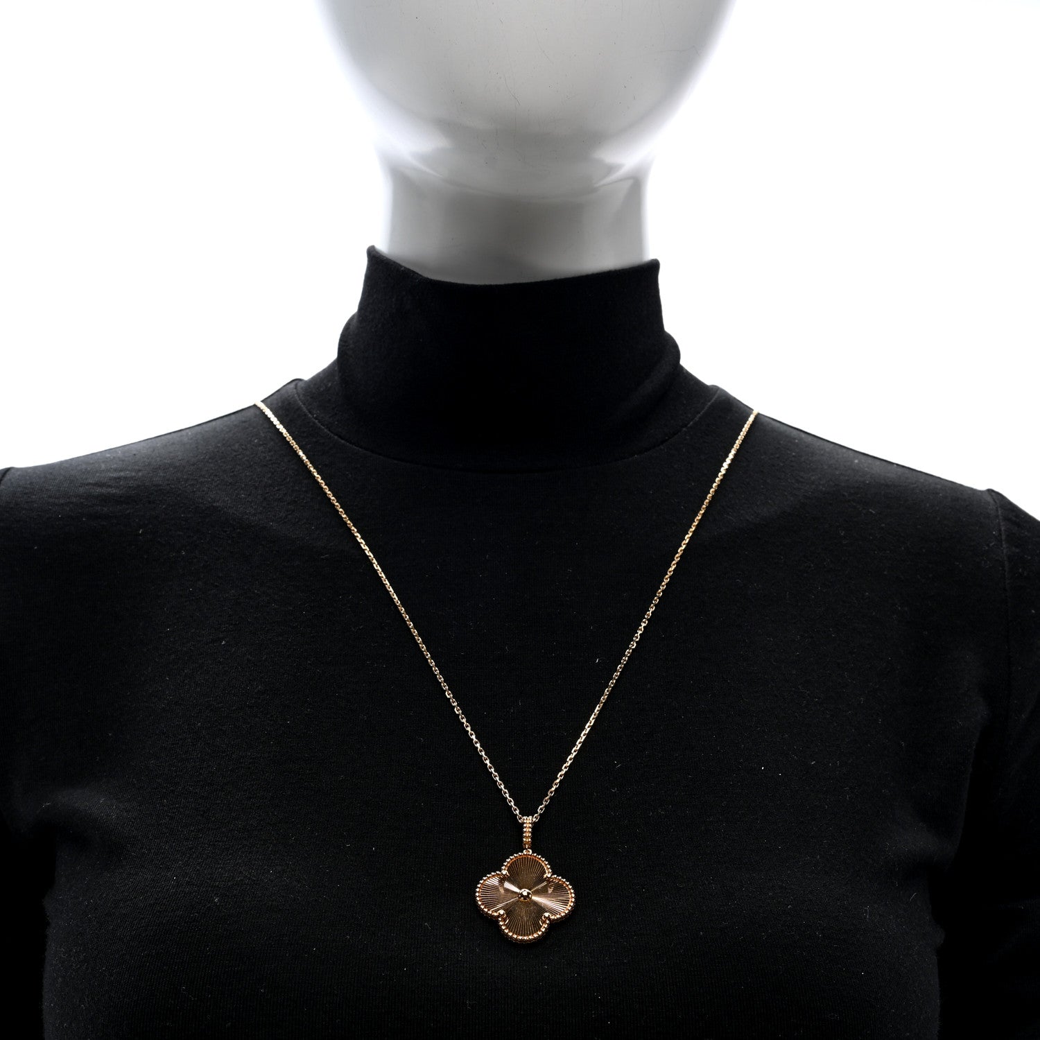 18K Yellow Gold Guilloche Magic Alhambra Long Necklace — view 2