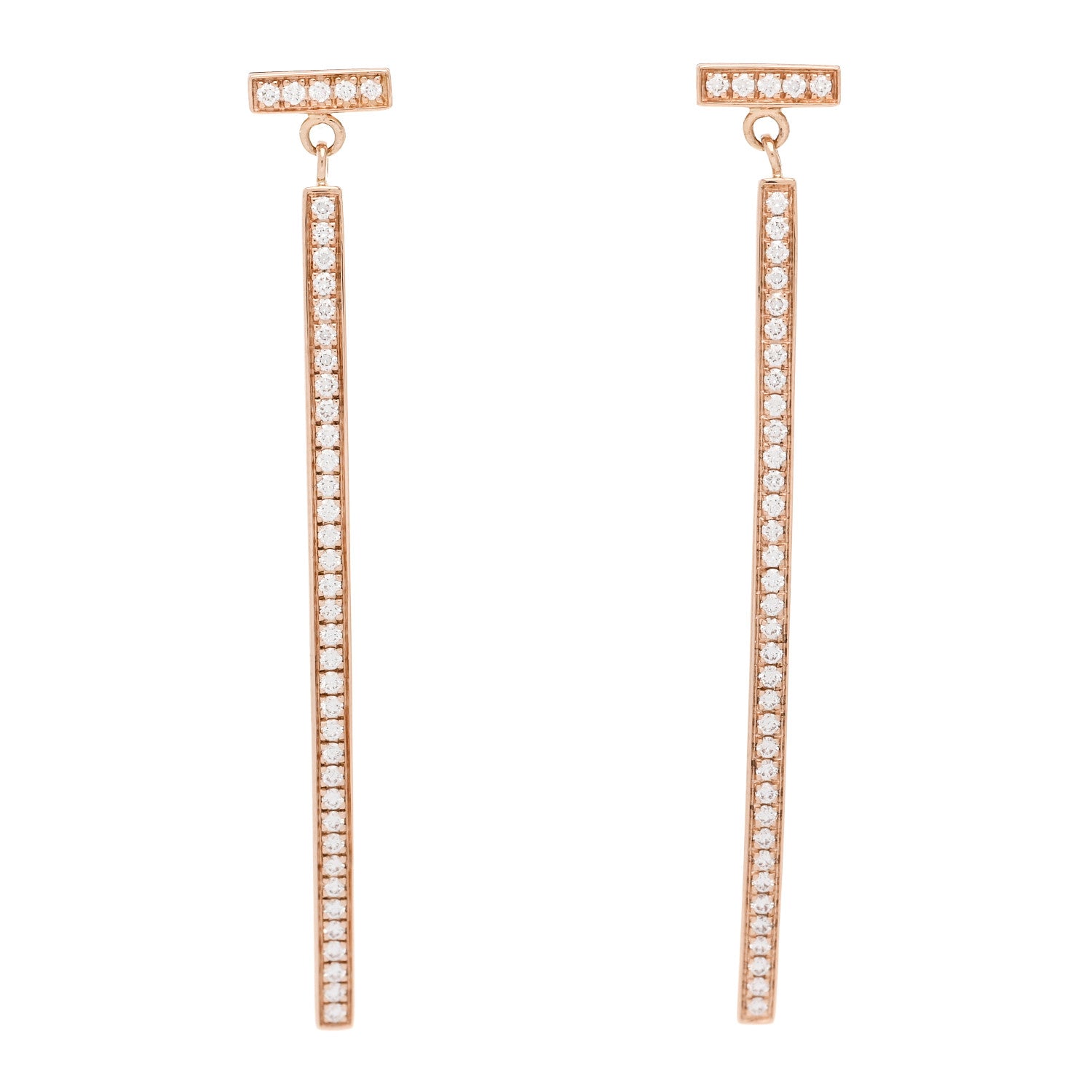 18K Rose Gold Diamond T Bar Earrings