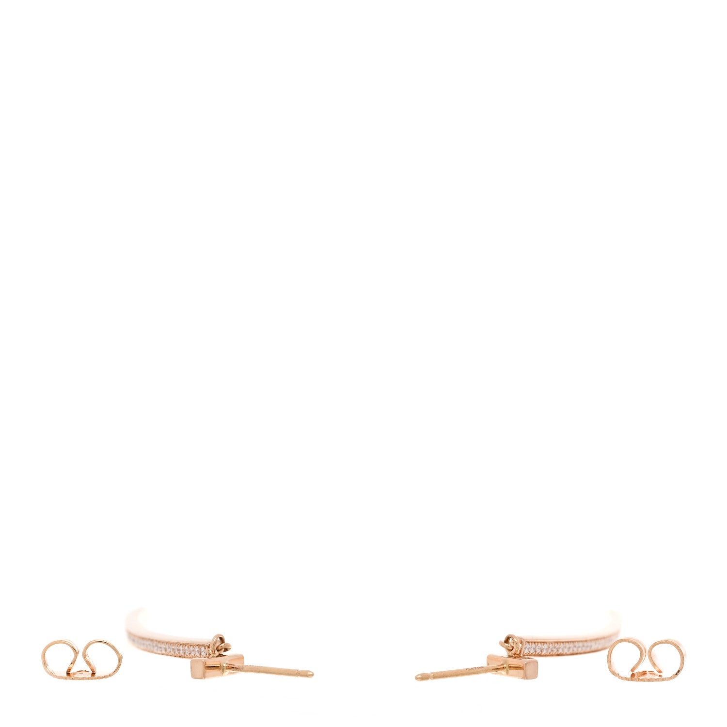 18K Rose Gold Diamond T Bar Earrings — view 3