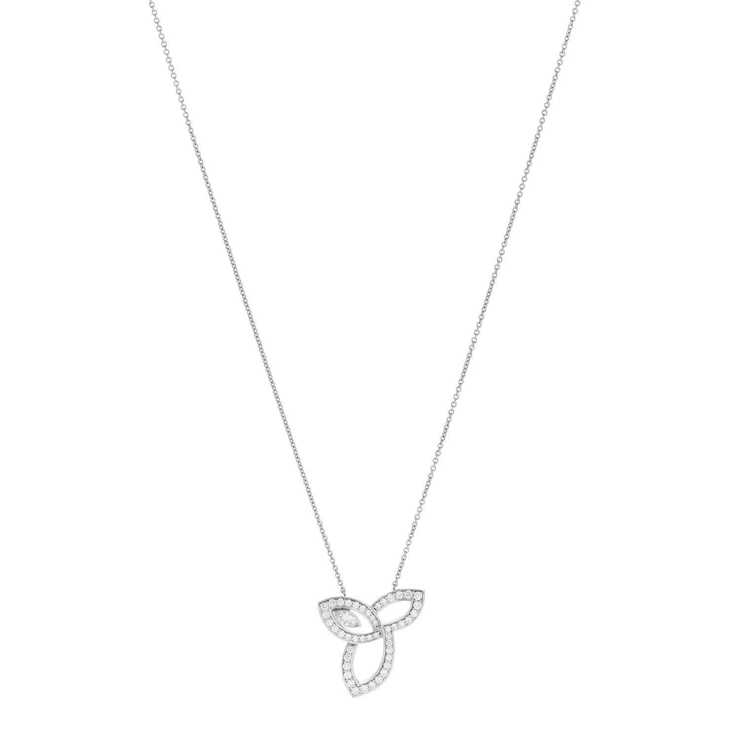 Platinum Diamond Lily Cluster Pendant Necklace