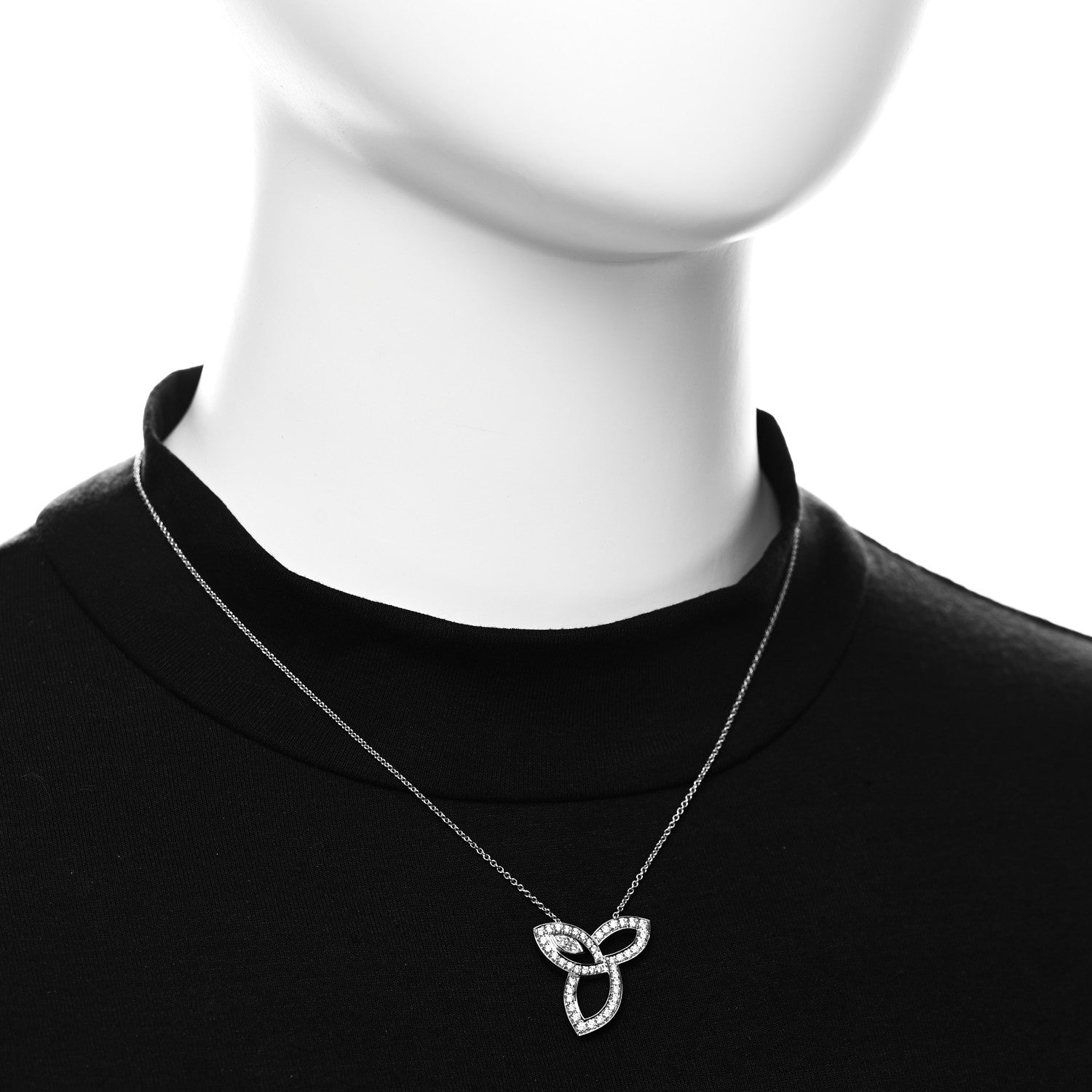 Platinum Diamond Lily Cluster Pendant Necklace — view 2