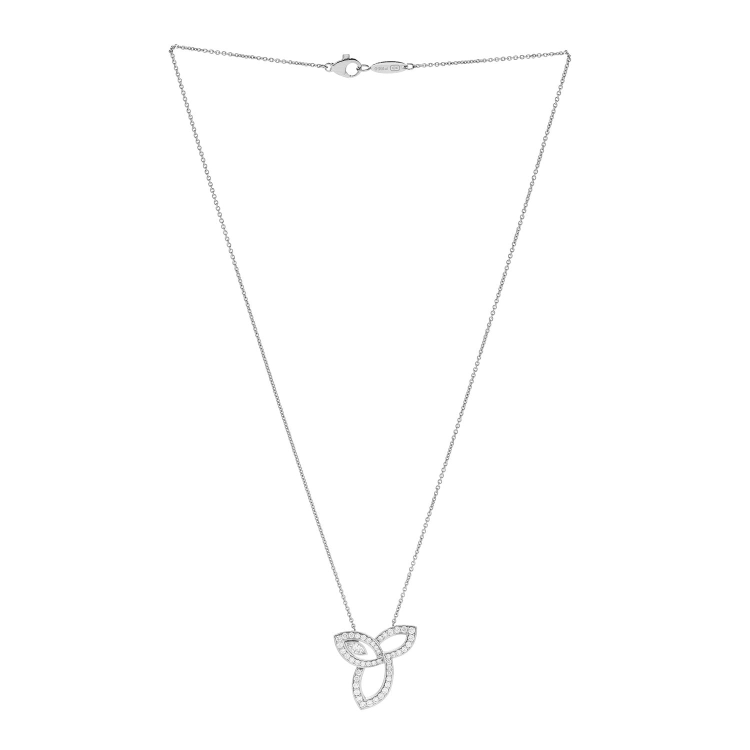 Platinum Diamond Lily Cluster Pendant Necklace — view 3