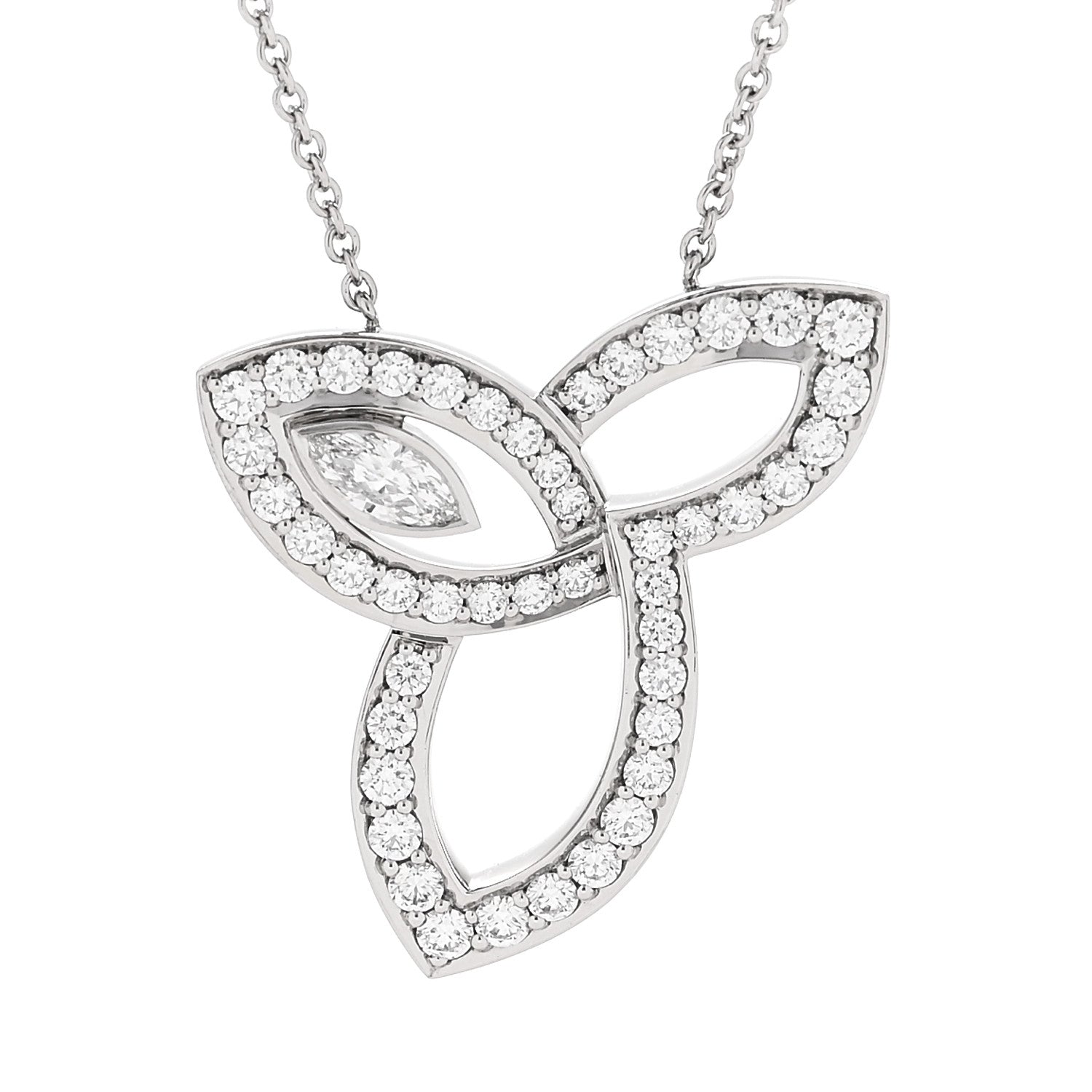 Platinum Diamond Lily Cluster Pendant Necklace — view 4