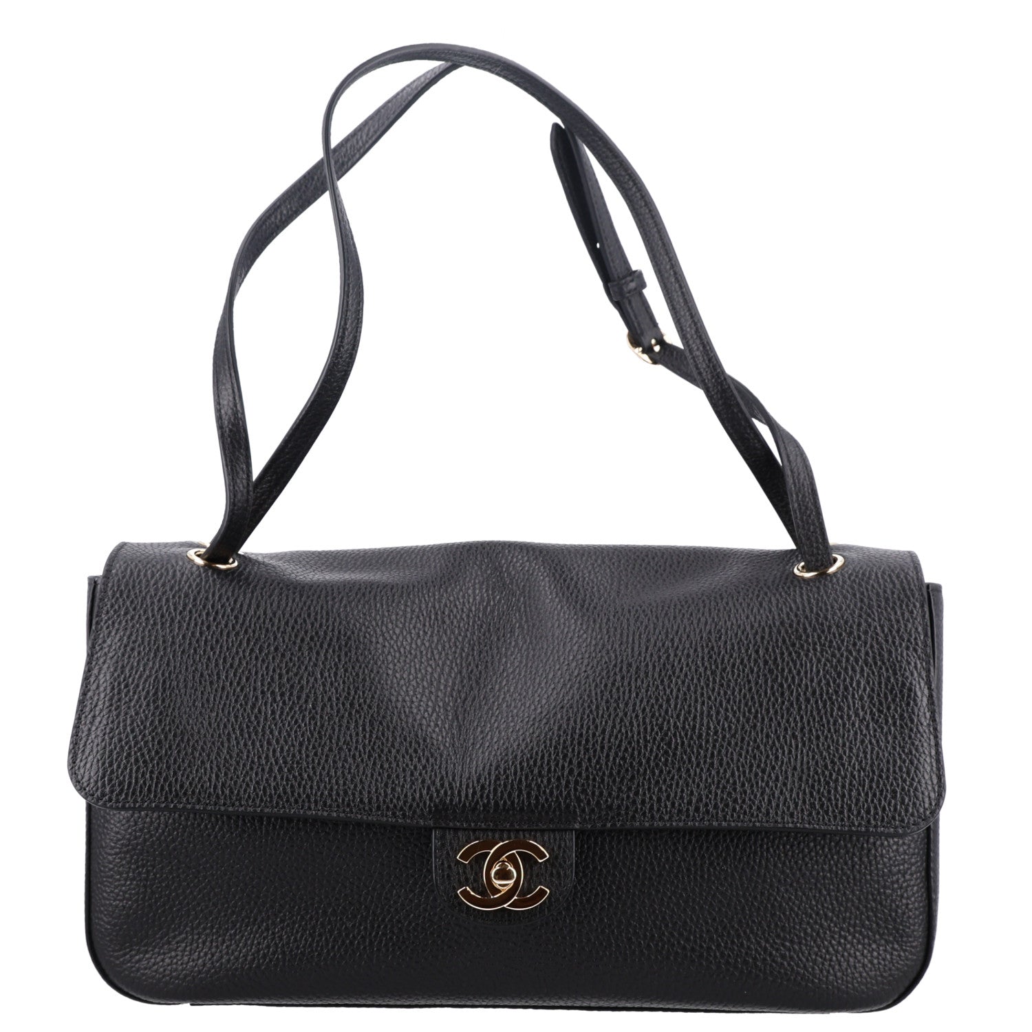 Grained Calfskin Small Souplissimo Maxi Flap Black
