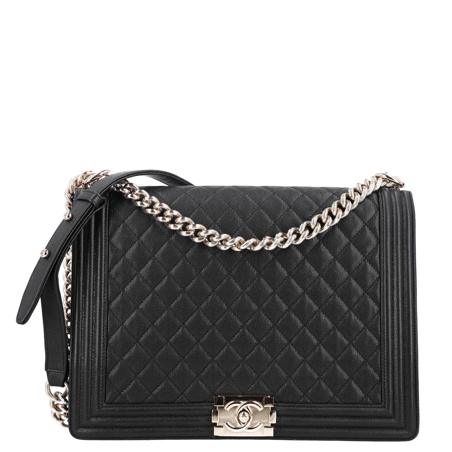 Caviar Quilted Large Boy Flap Black