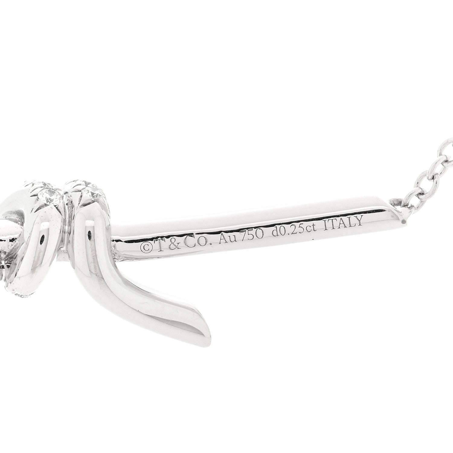 18K White Gold Diamond Knot Pave Necklace — view 4