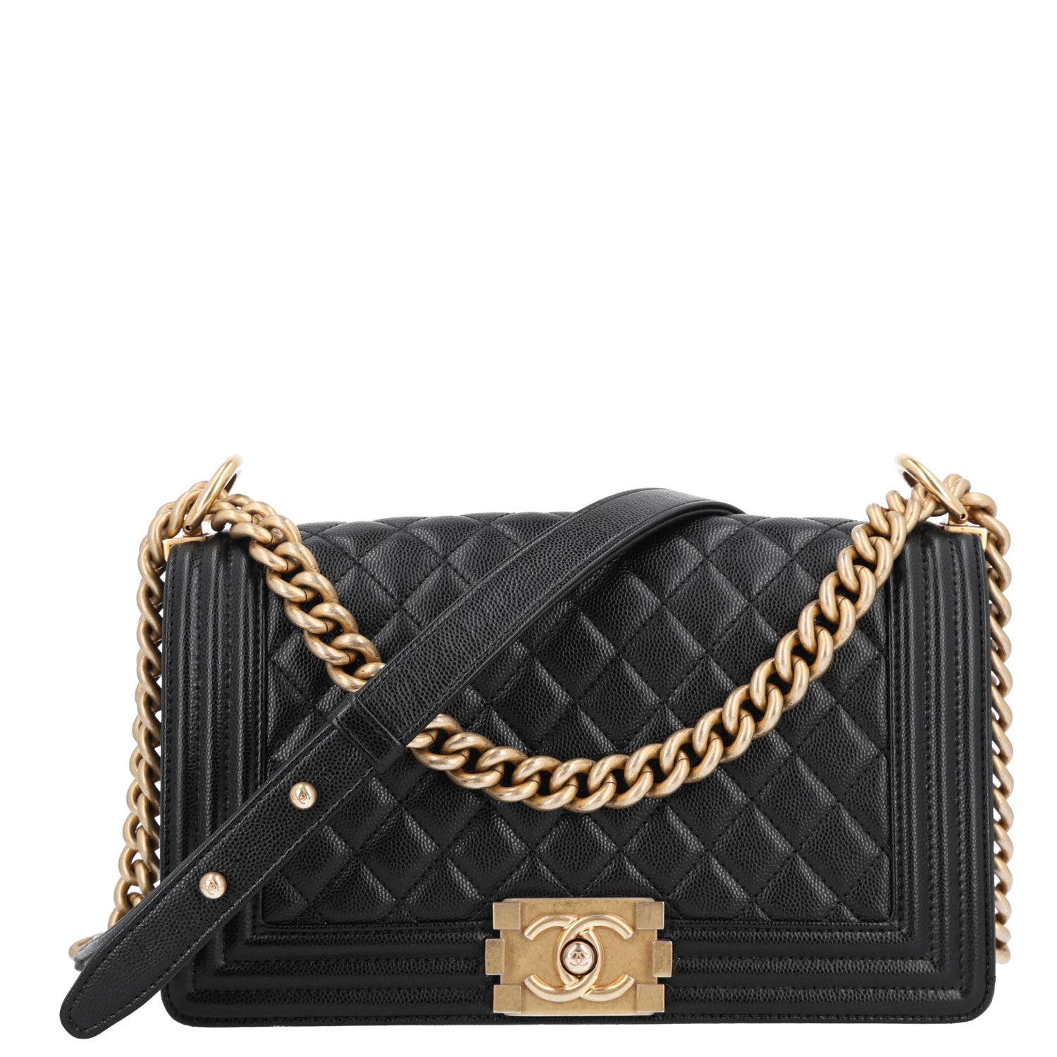 Caviar Quilted Medium Boy Flap Black