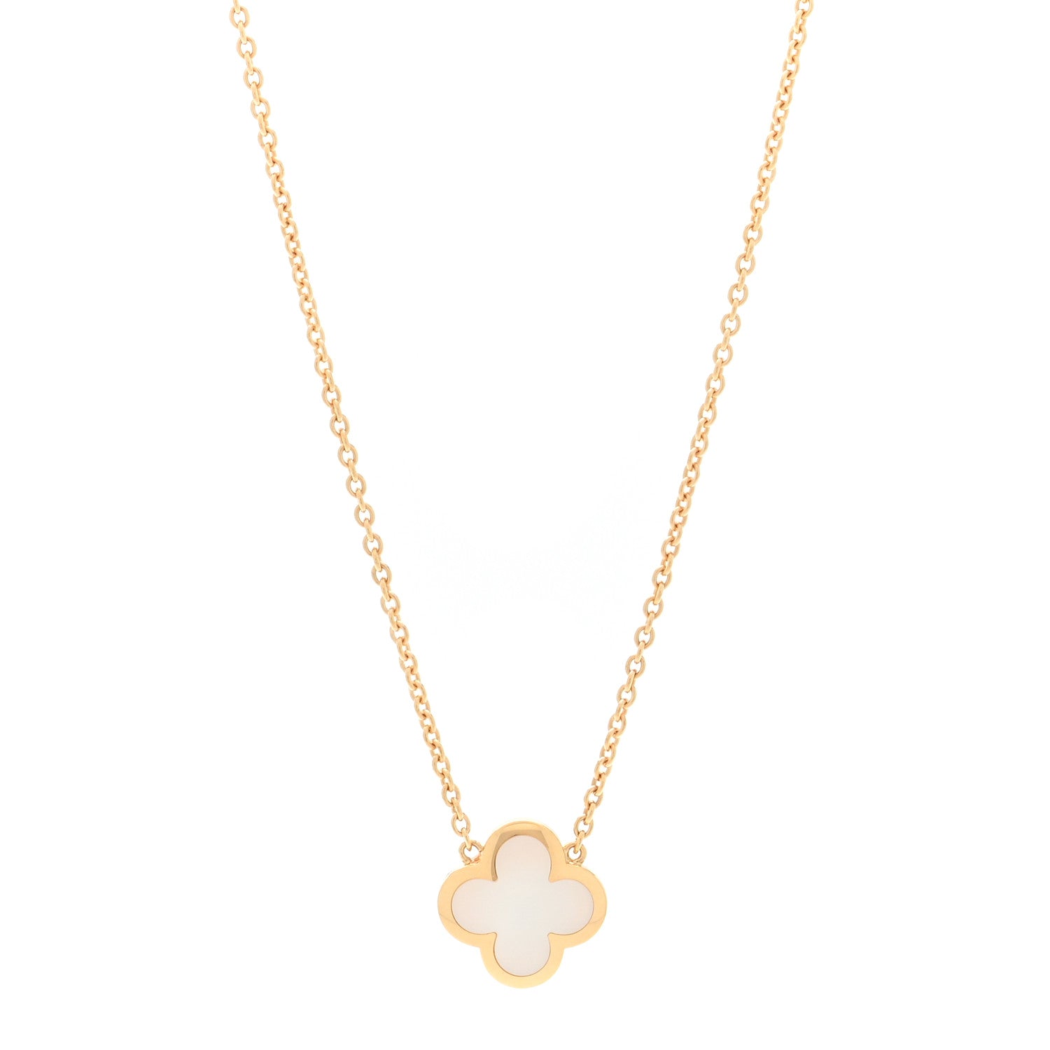 18K Yellow Gold Mother of Pearl Pure Alhambra Pendant Necklace
