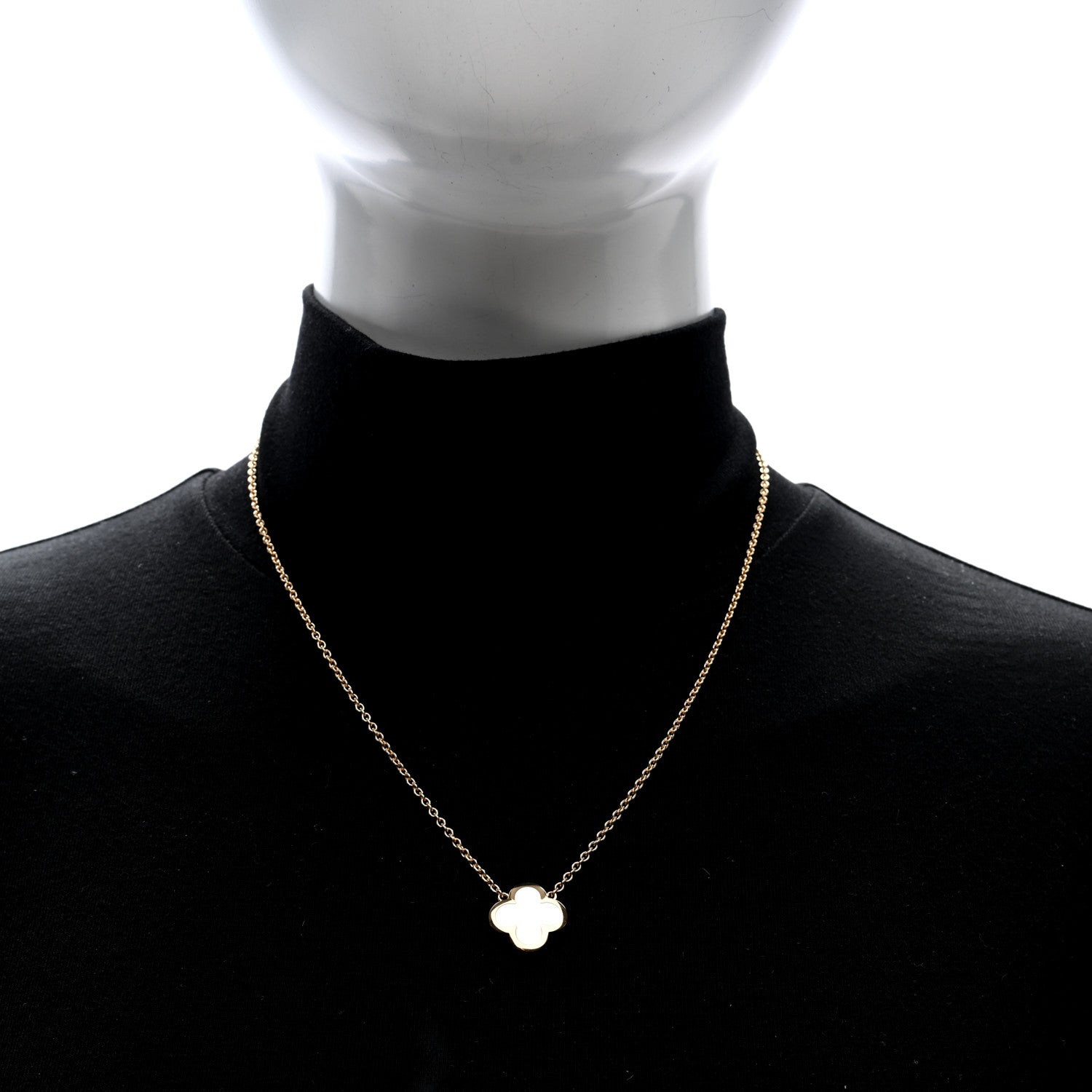 18K Yellow Gold Mother of Pearl Pure Alhambra Pendant Necklace — view 2