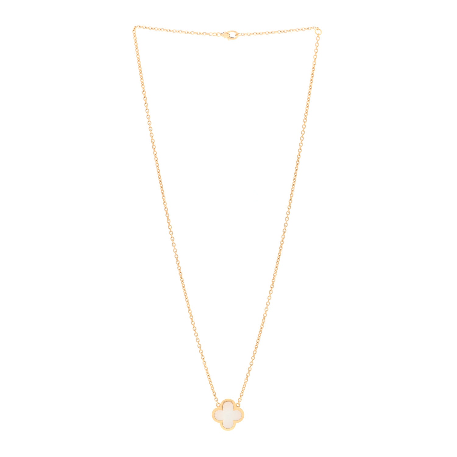18K Yellow Gold Mother of Pearl Pure Alhambra Pendant Necklace — view 3