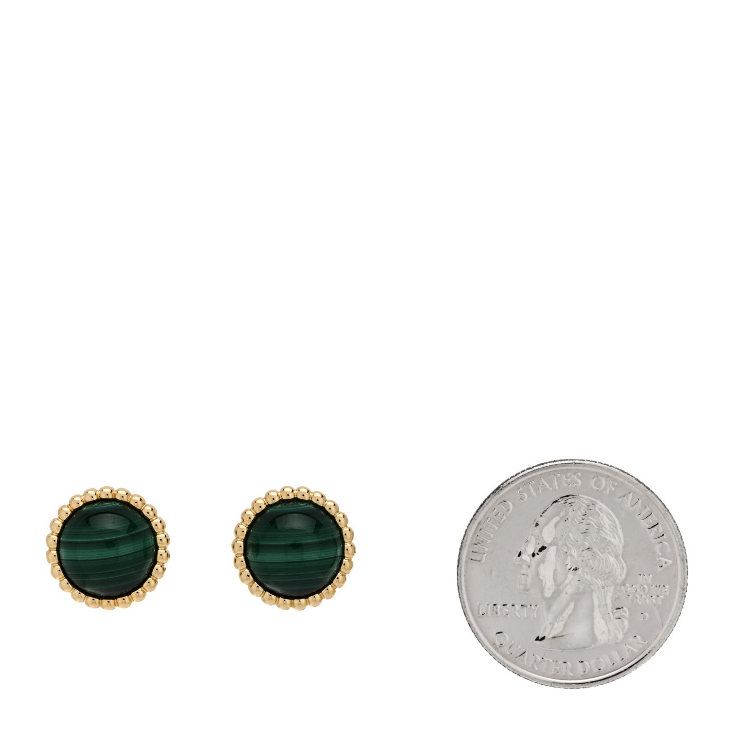 18K Yellow Gold Malachite Perlee Couleurs Earrings — view 2