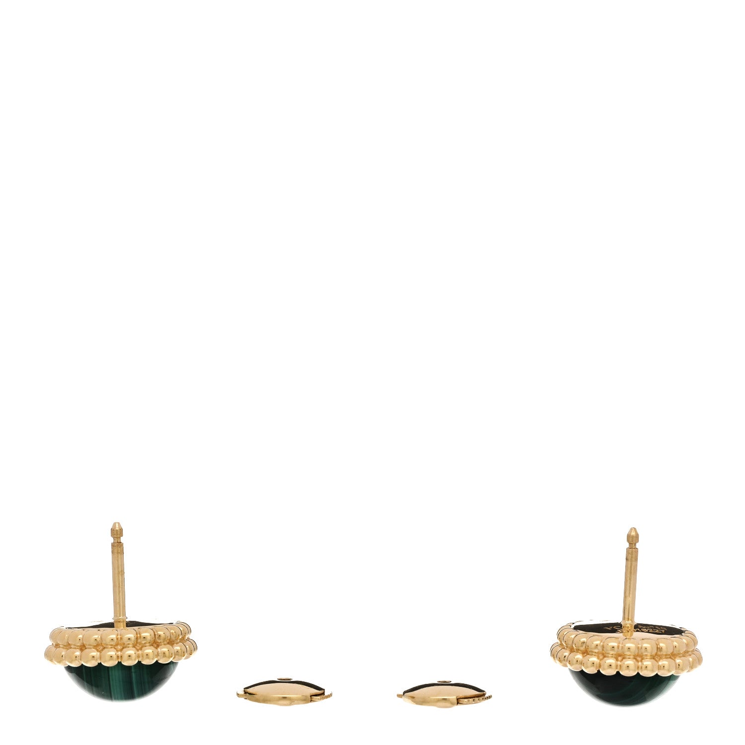 18K Yellow Gold Malachite Perlee Couleurs Earrings — view 3