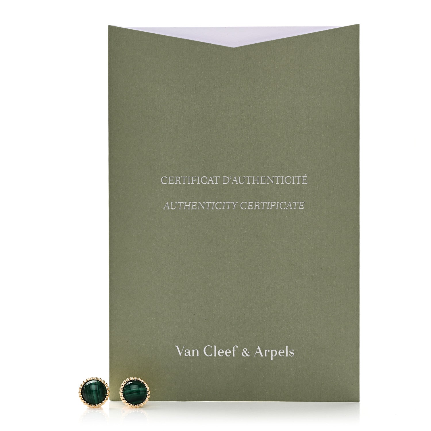 18K Yellow Gold Malachite Perlee Couleurs Earrings — view 5