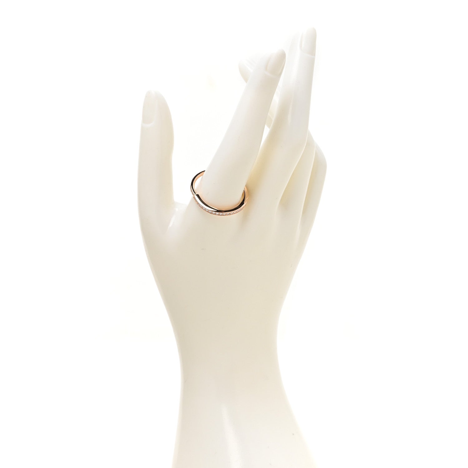 18K Rose Gold Diamond Lock Pave Ring 65 11 — view 2