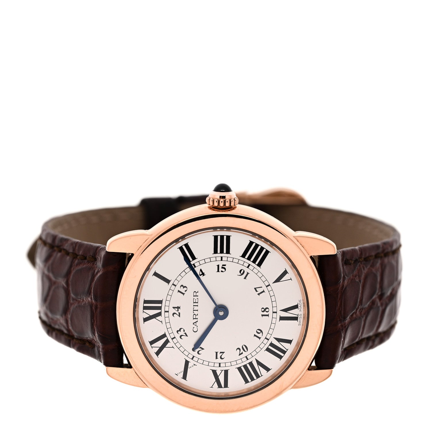 Stainless Steel 18K Pink Gold Alligator 29mm Ronde Solo Quartz Watch Brown — view 2