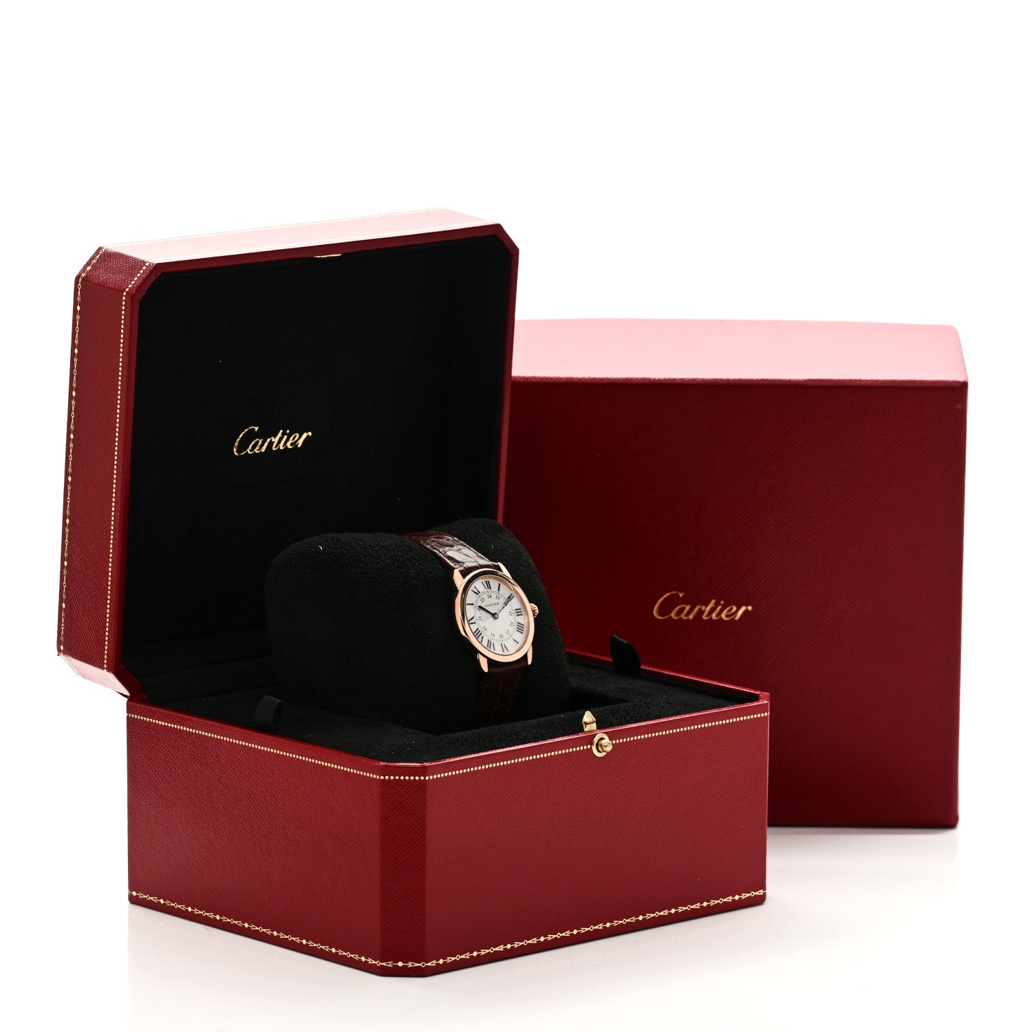 Stainless Steel 18K Pink Gold Alligator 29mm Ronde Solo Quartz Watch Brown — view 5