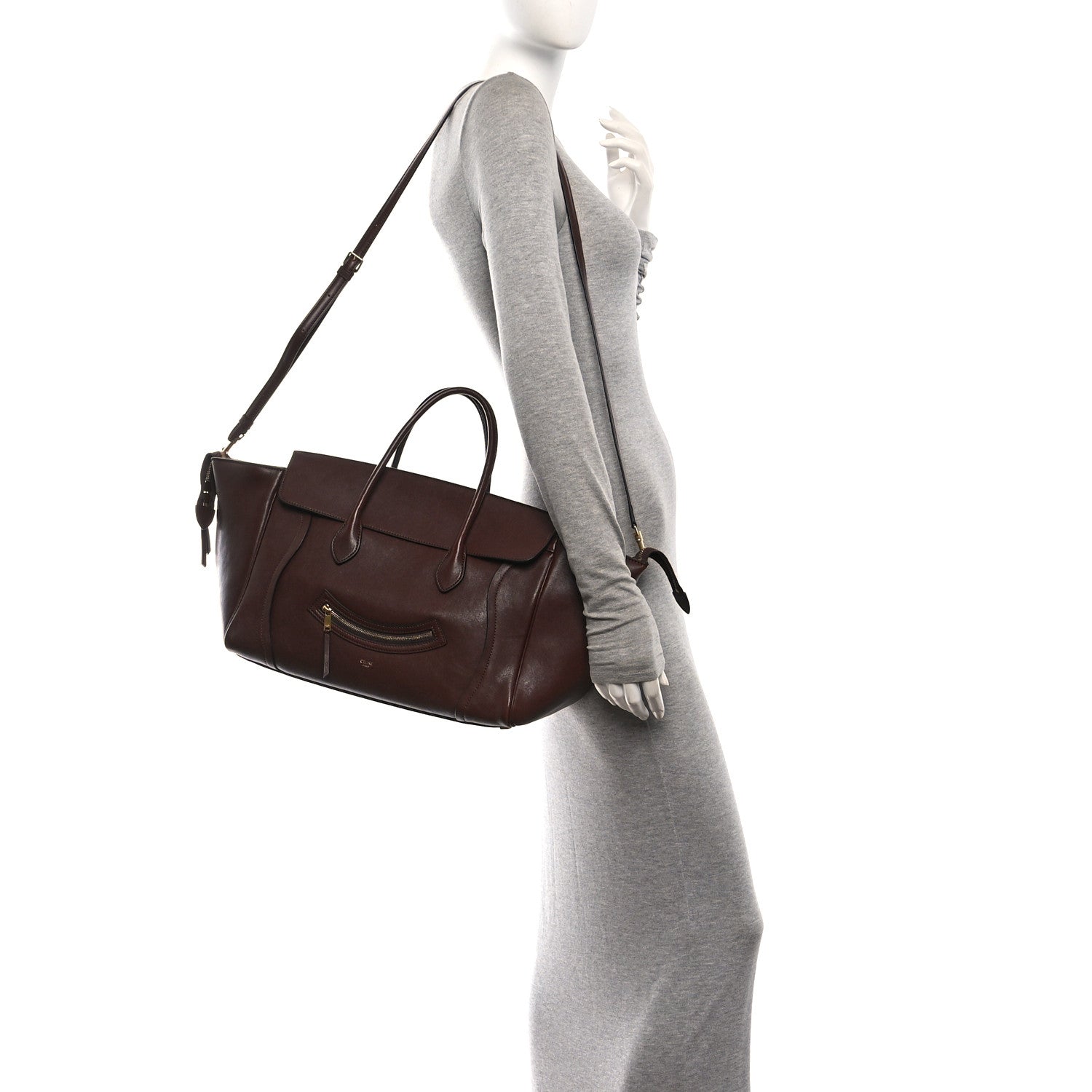 Supple Shiny Lambskin Medium Smiling New Luggage Brick — view 2