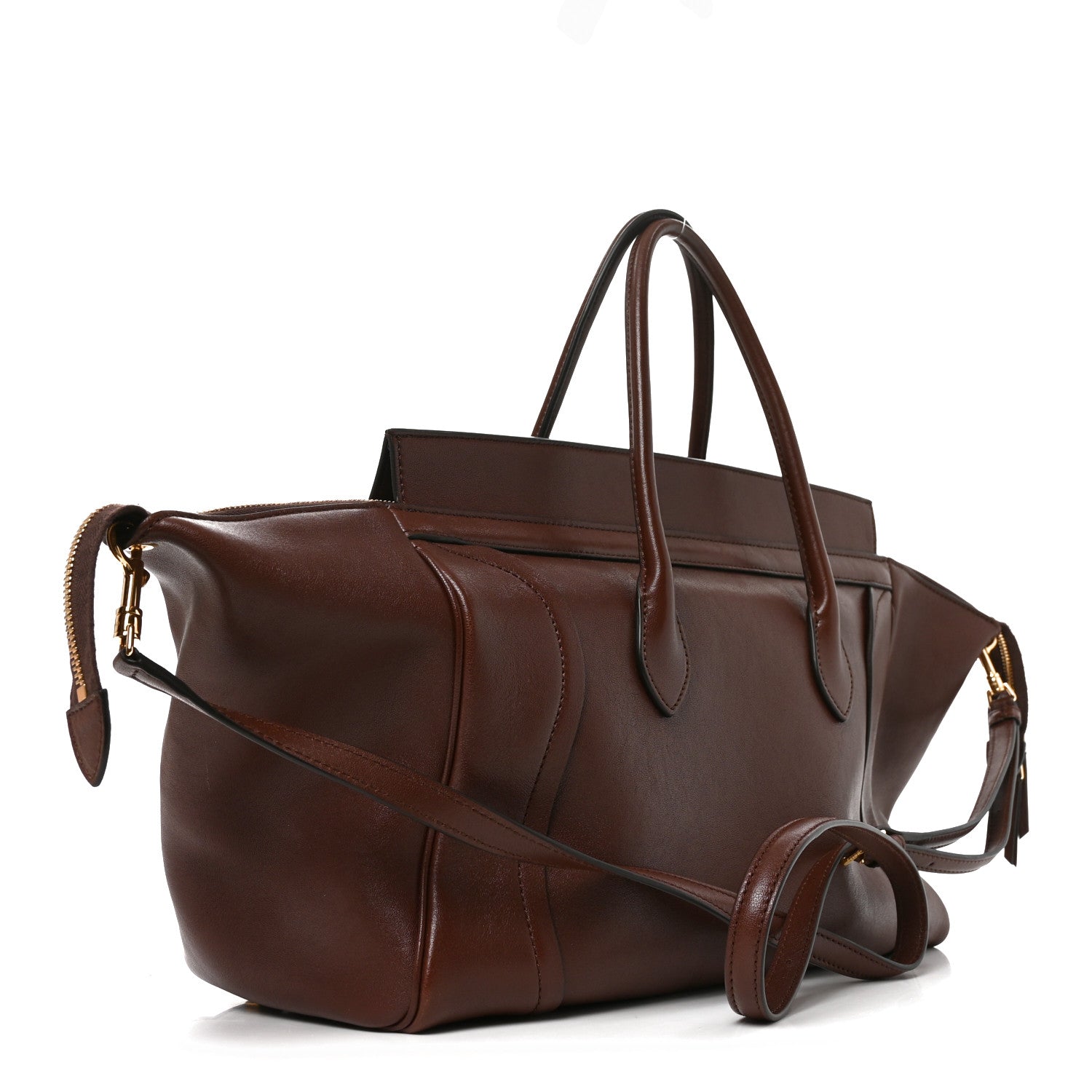 Supple Shiny Lambskin Medium Smiling New Luggage Brick — view 3