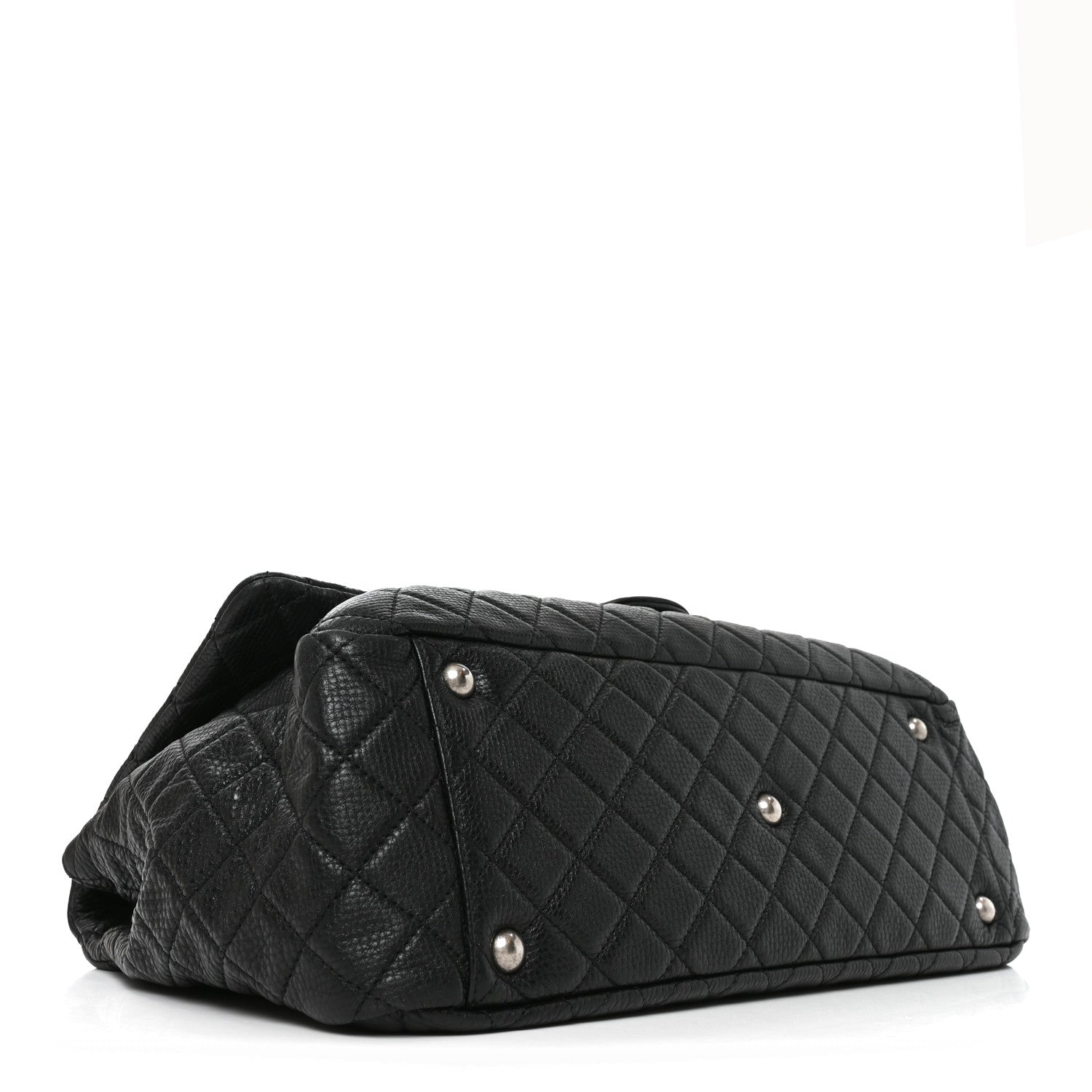 Grained Calfskin Quilted XXL Travel Flap Bag Black — view 4