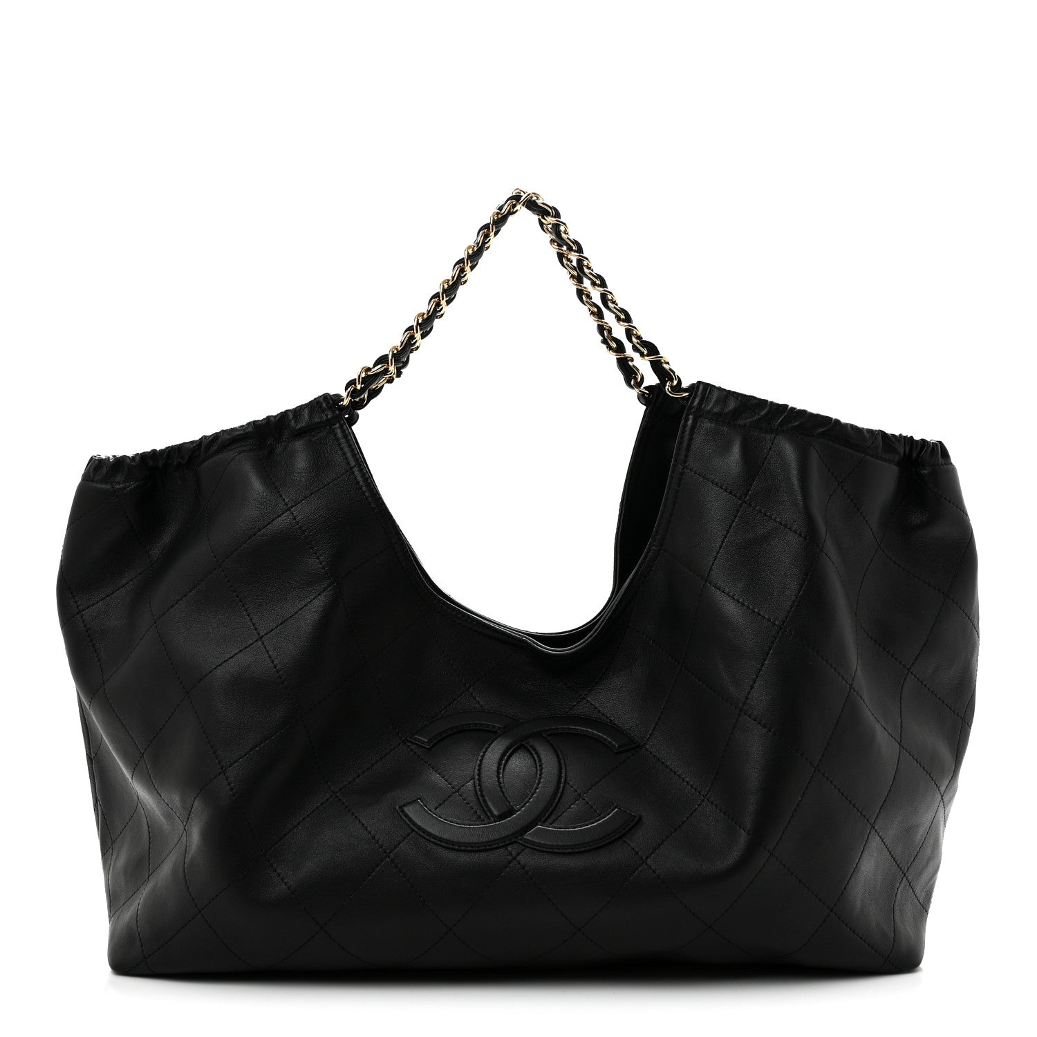 Lambskin Quilted Neo Cabas Shopping Tote Black