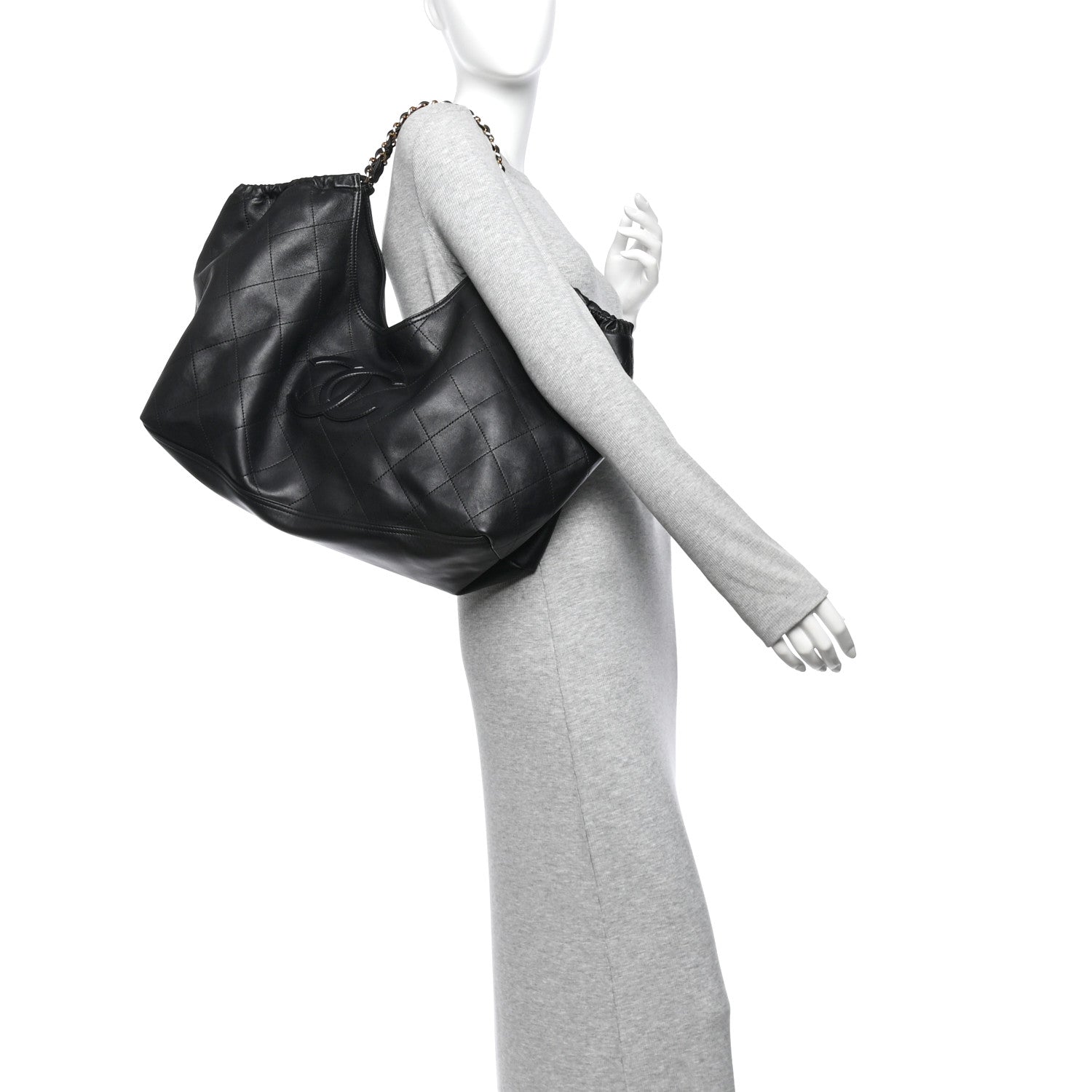 Lambskin Quilted Neo Cabas Shopping Tote Black — view 2