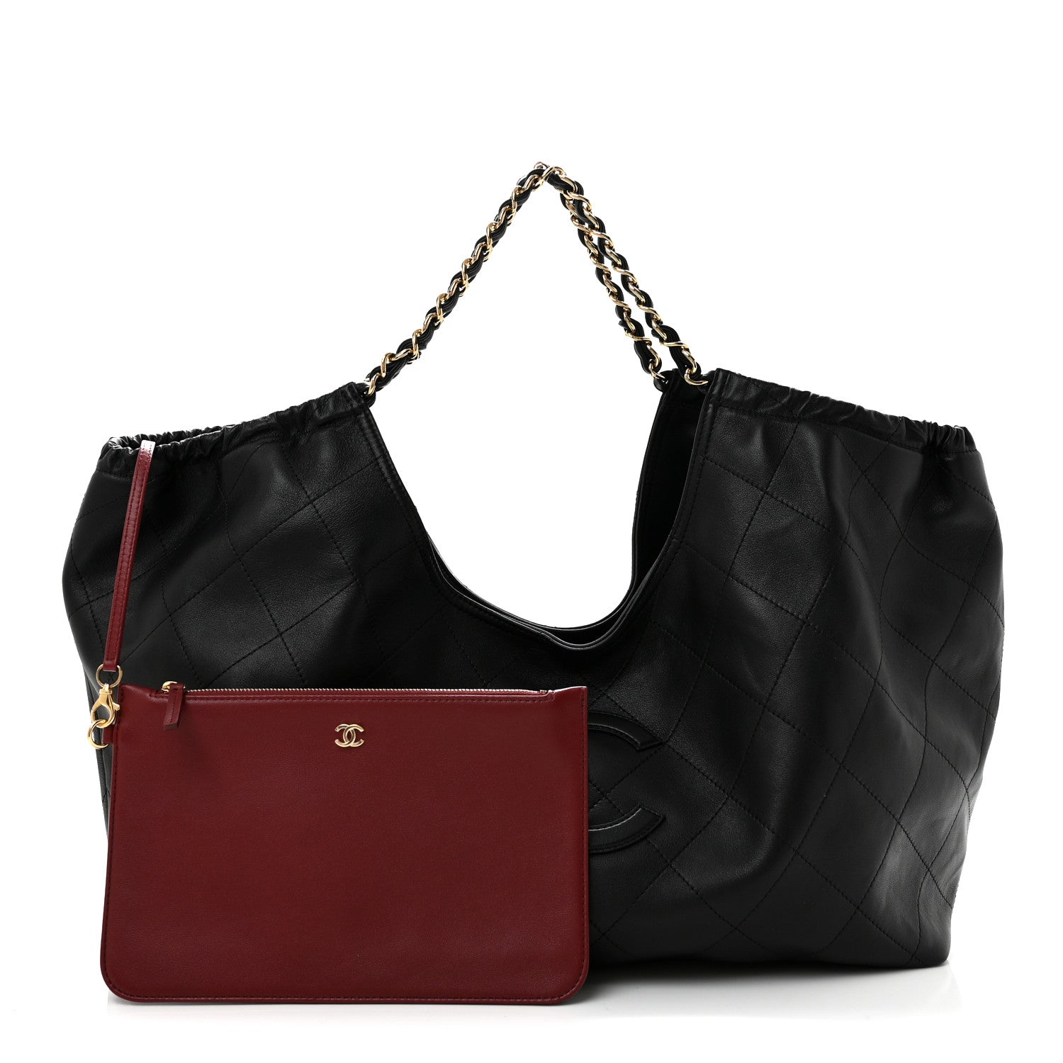 Lambskin Quilted Neo Cabas Shopping Tote Black — view 3