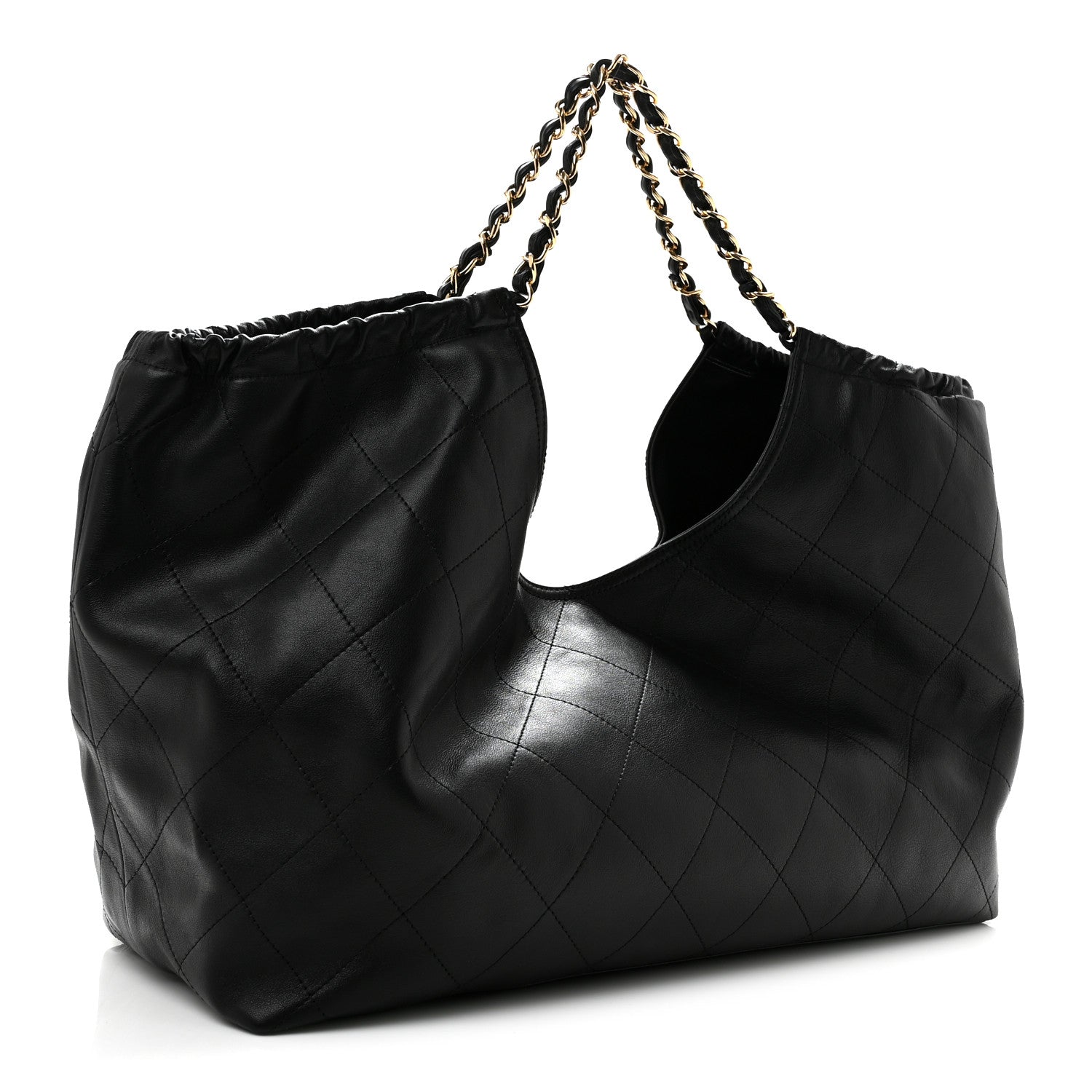 Lambskin Quilted Neo Cabas Shopping Tote Black — view 4