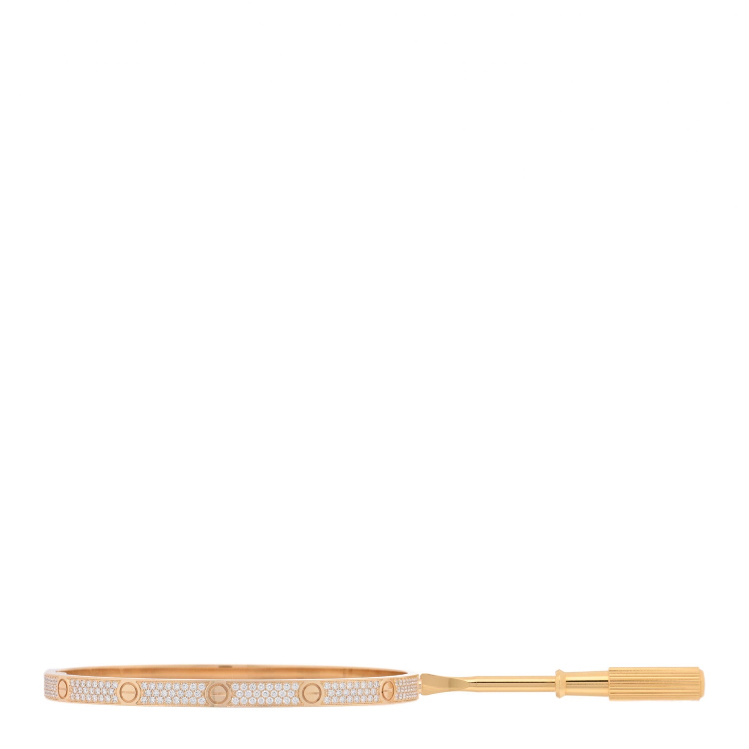 18K Yellow Gold Diamond Medium LOVE Paved Bracelet 19 — view 4