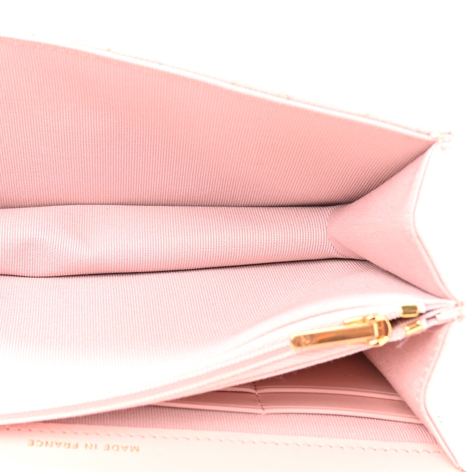 Shiny Caviar Quilted Flap Charm Wallet On Chain WOC Light Pink — view 5