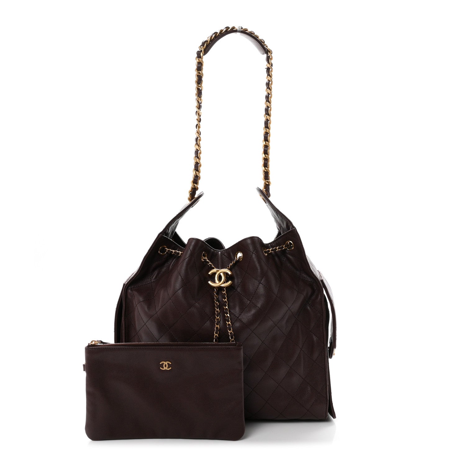 Caviar Quilted Medium Chanel 25 Handbag Dark Brown — view 2