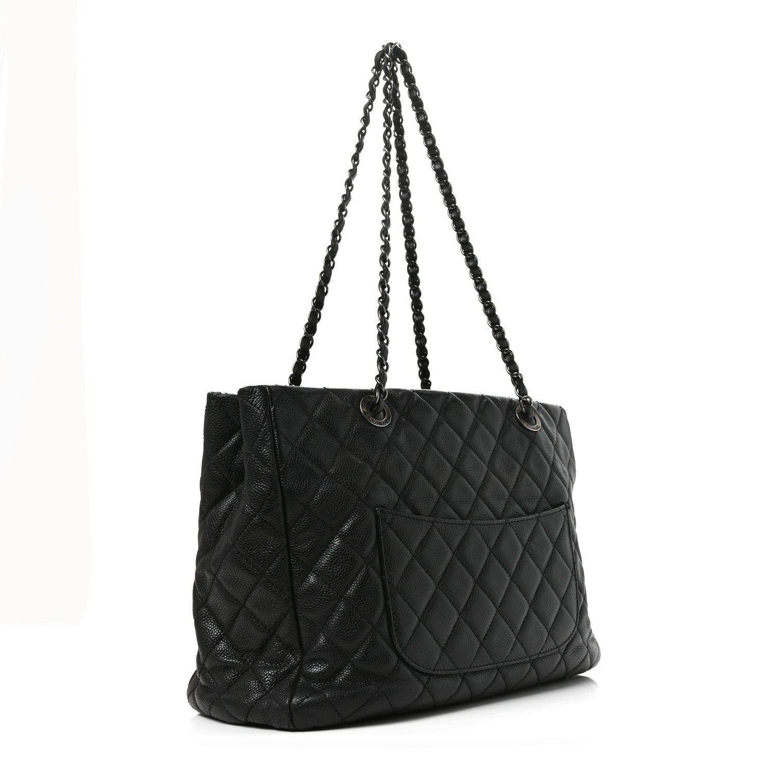 Caviar Quilted Small Shopping Tote Black — view 3