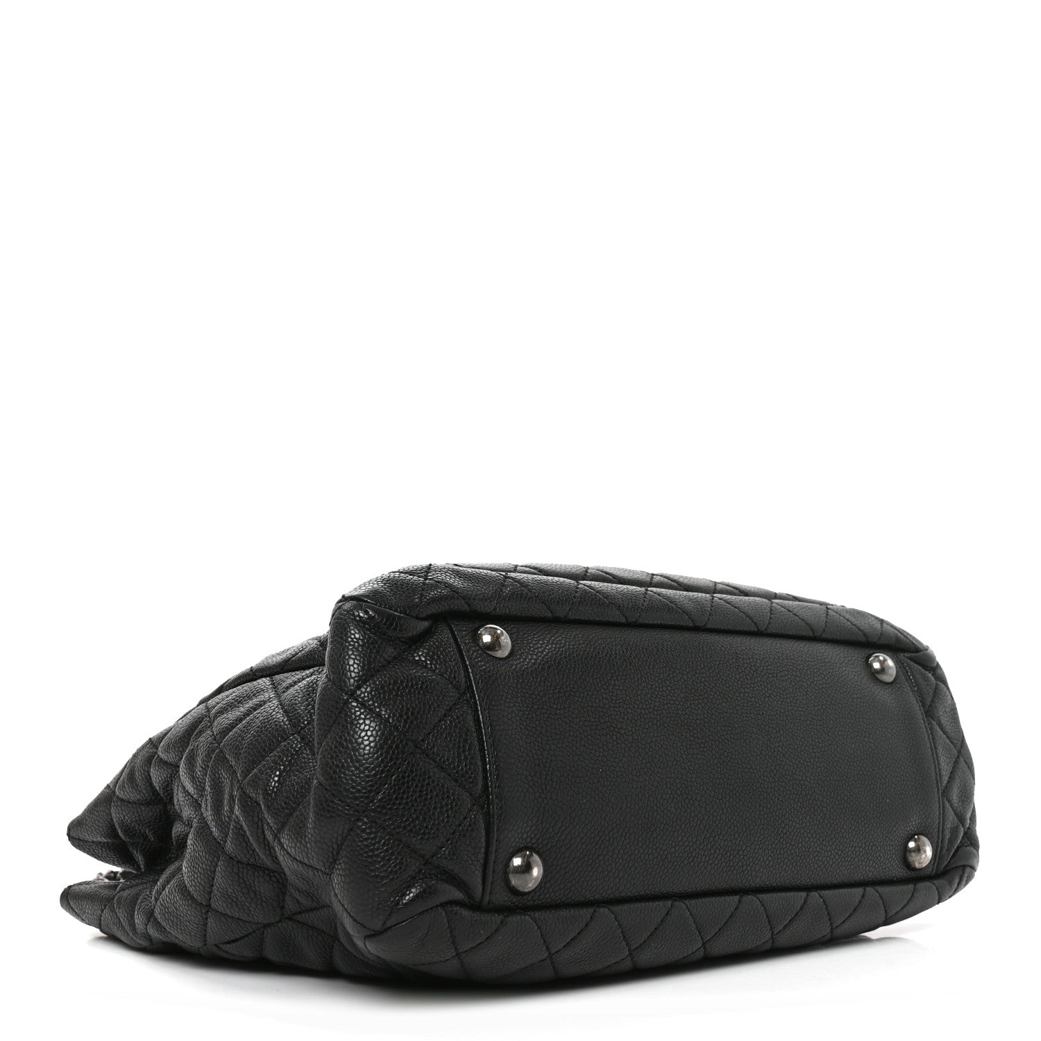 Caviar Quilted Small Shopping Tote Black — view 4