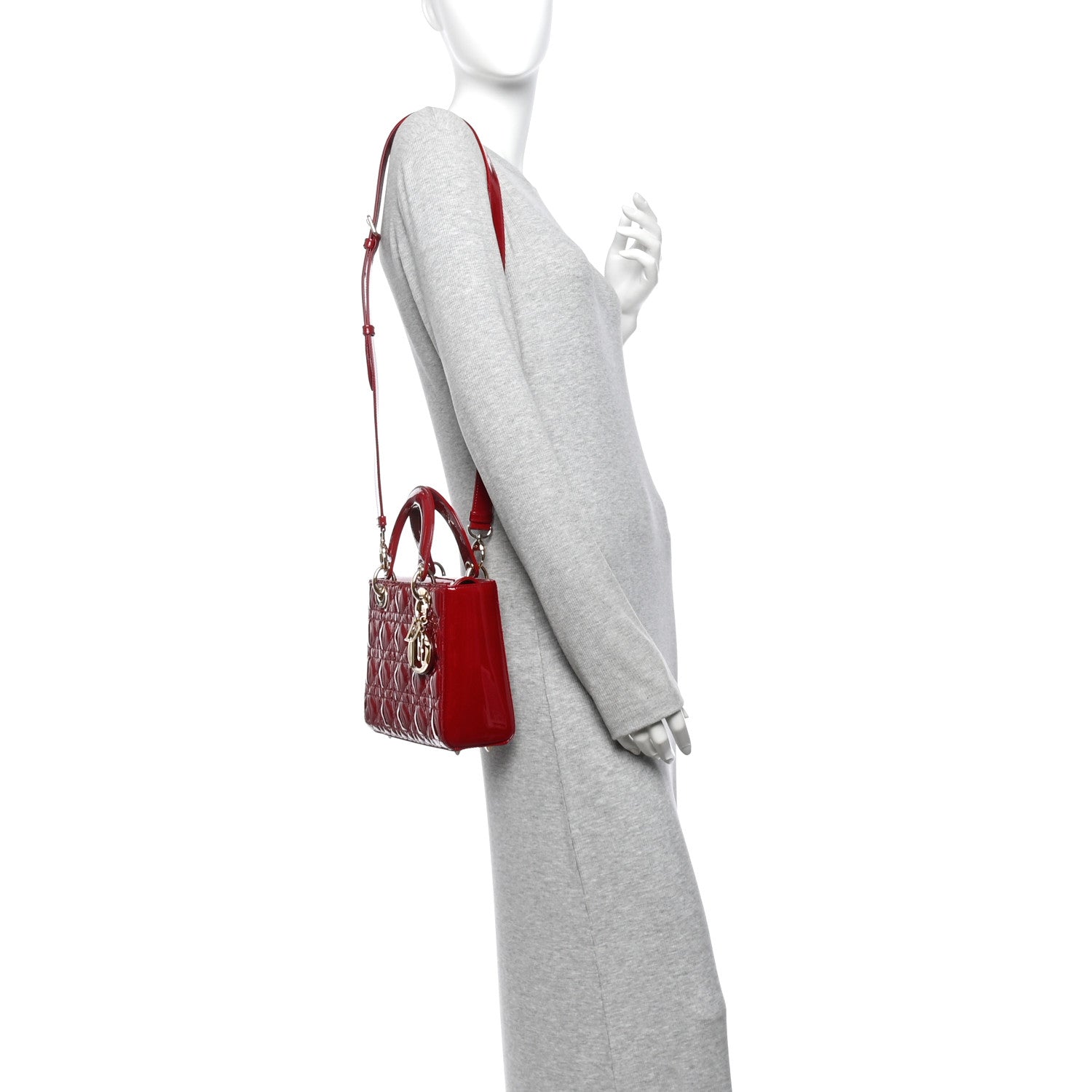 Patent Cannage Small Lady Dior Cherry Red — view 2