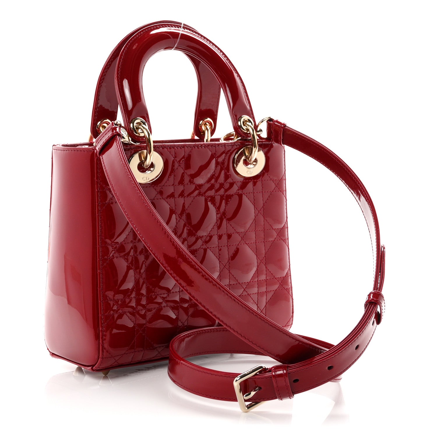 Patent Cannage Small Lady Dior Cherry Red — view 3