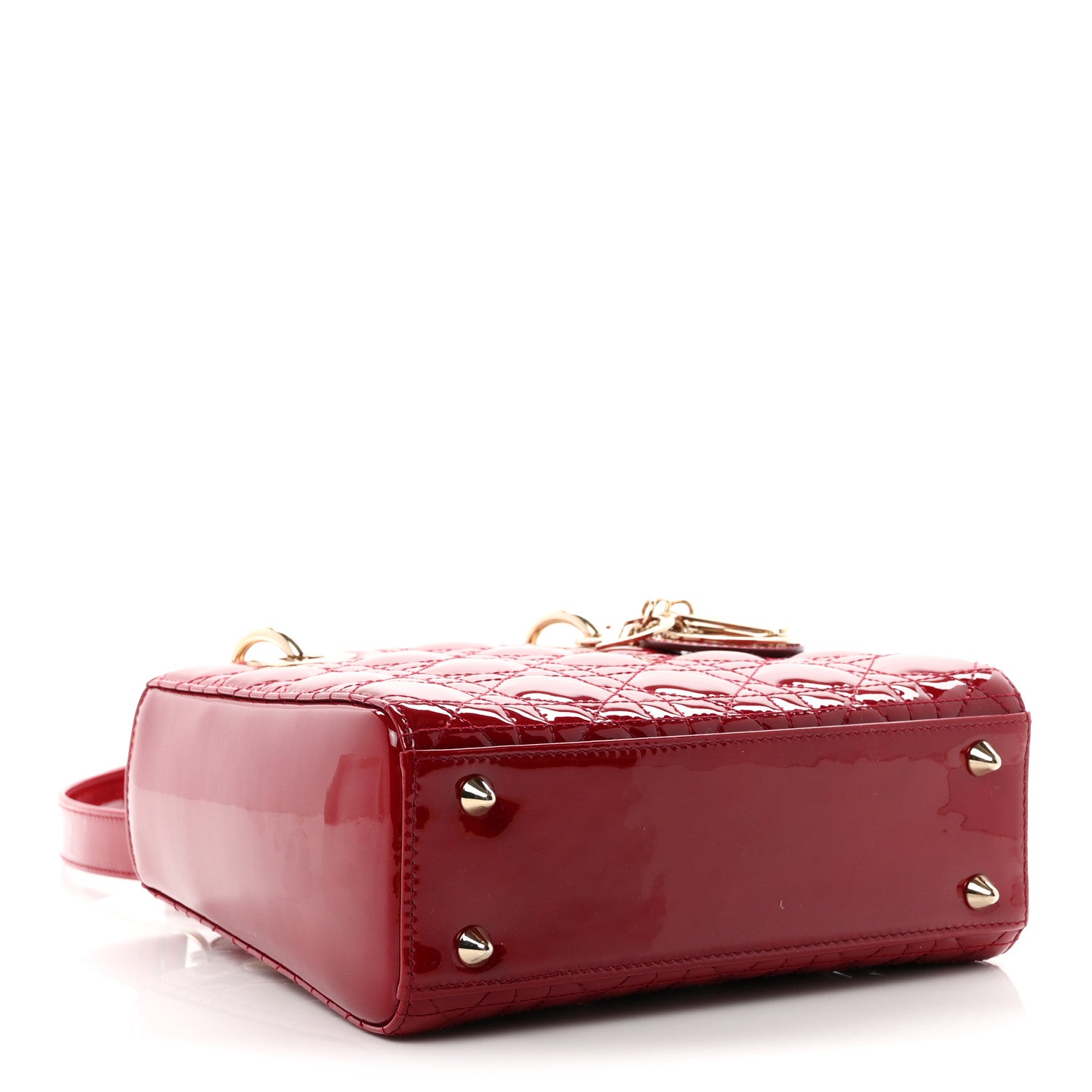 Patent Cannage Small Lady Dior Cherry Red — view 4