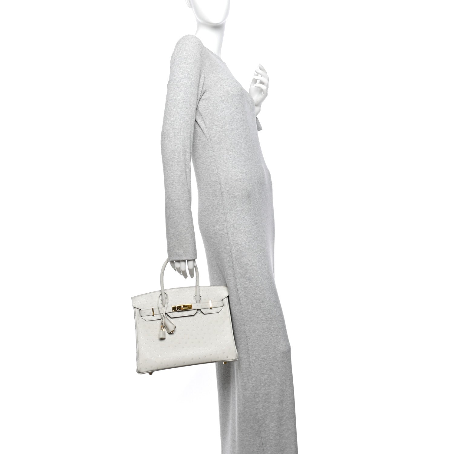 Ostrich Birkin 30 Gris Perle — view 2